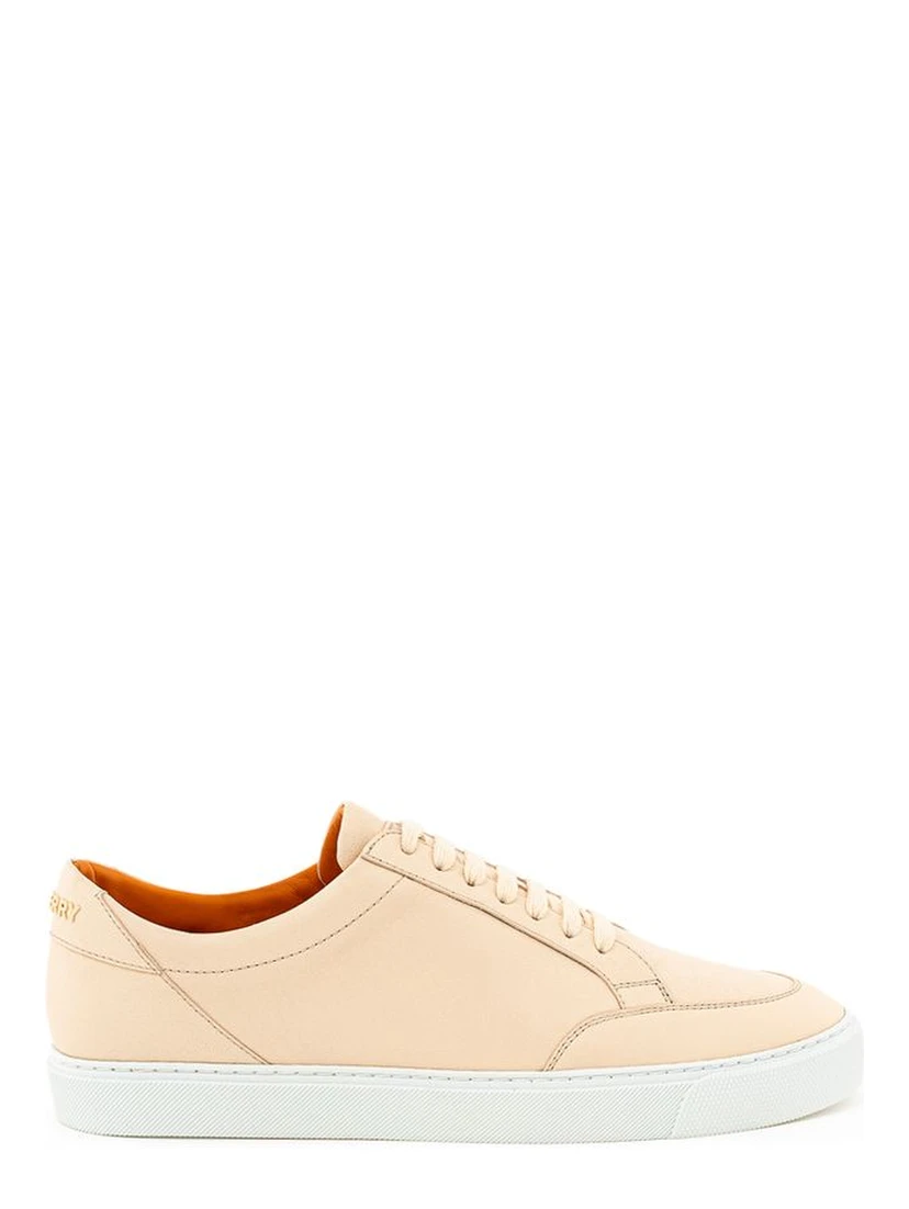 Pink Leather Low Top Sneakers