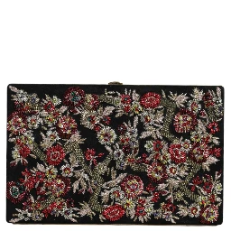 Multicolor Floral Gold Frame Clutch Evening Purse Bag
