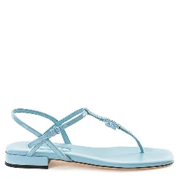 Blue Patent Leather Flip-Flop Sandals