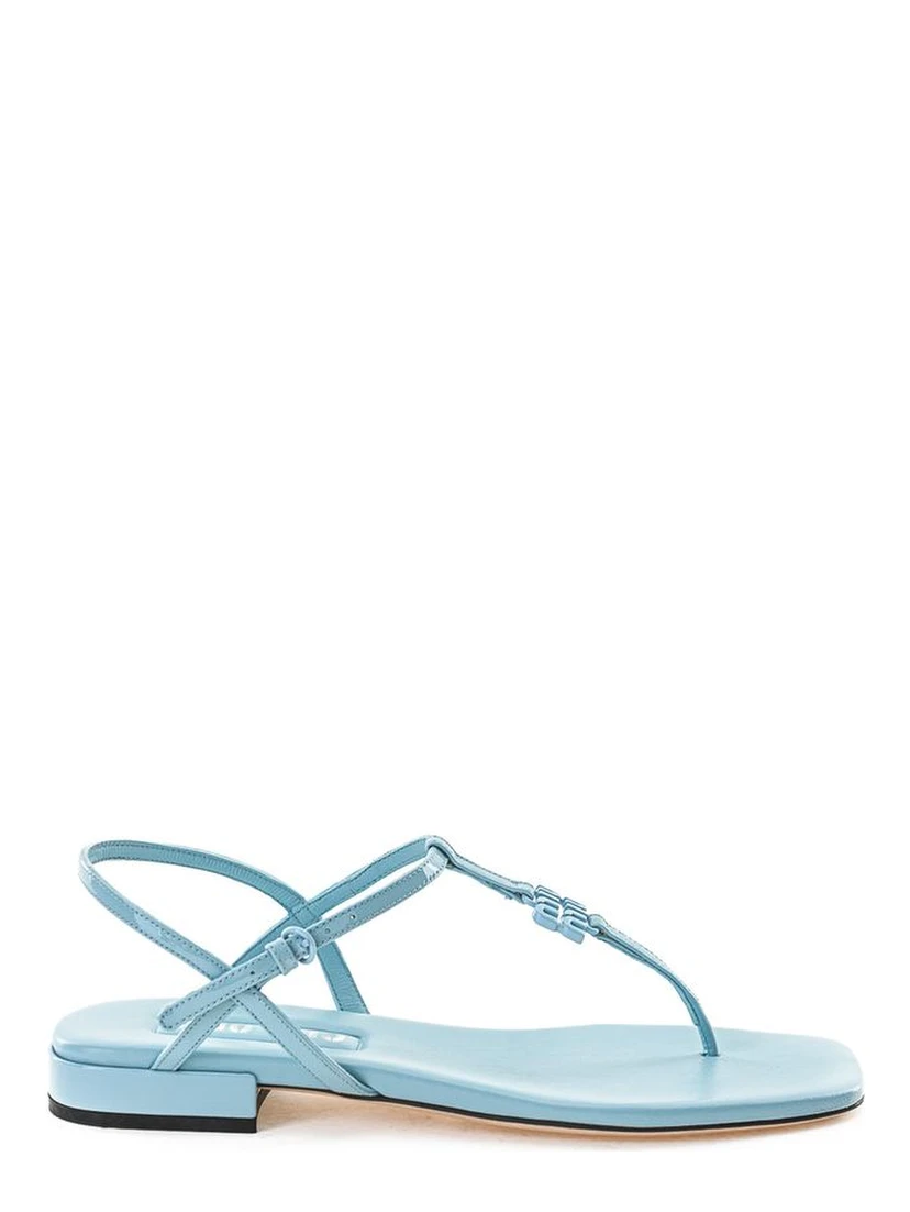 Blue Patent Leather Flip-Flop Sandals