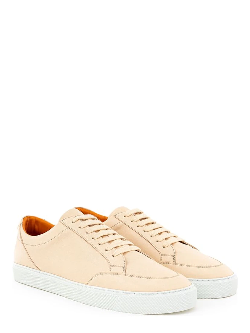 Pink Leather Low Top Sneakers