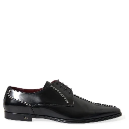 Black Leather Crystal Dress Formal Shoes