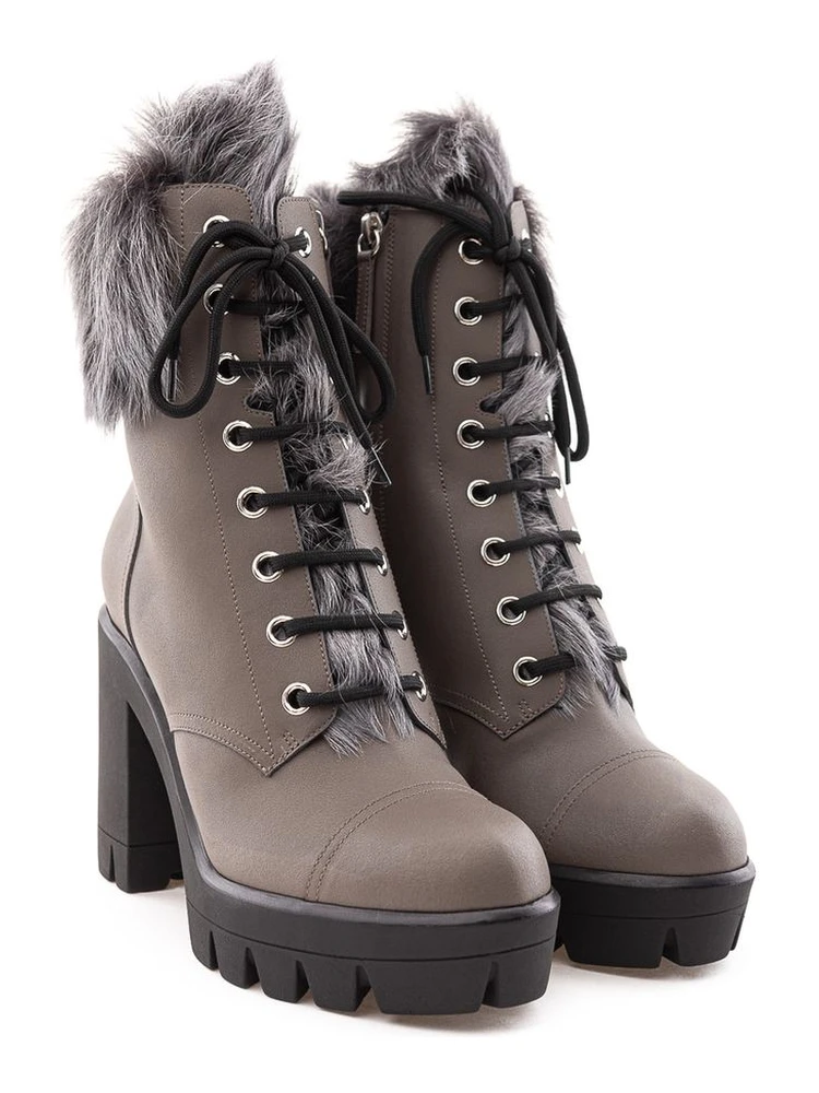 Beige Eco Leather Lace-Up Boots alternative