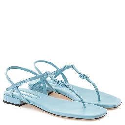 Blue Patent Leather Flip-Flop Sandals