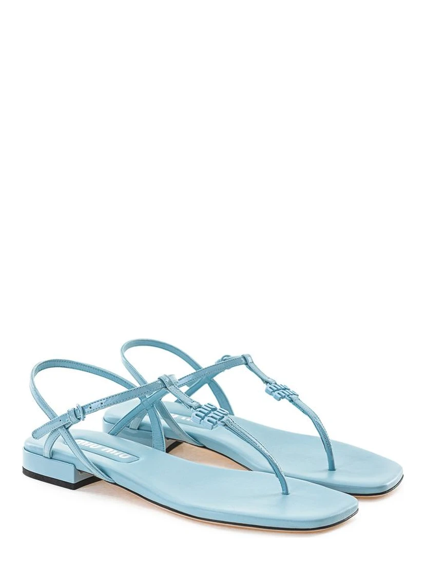 Blue Patent Leather Flip-Flop Sandals
