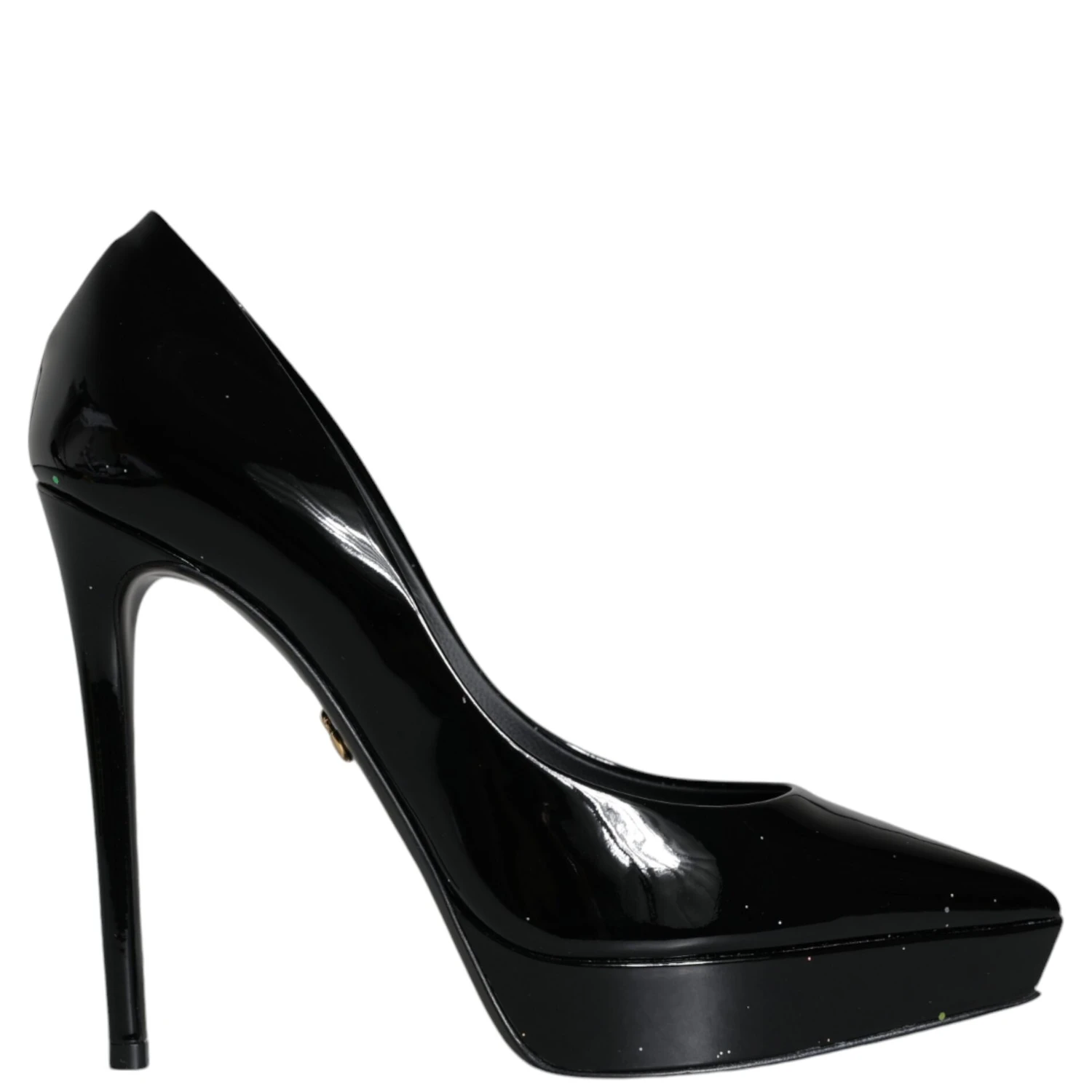 Black Leather Platform Heels Pumps Shoes