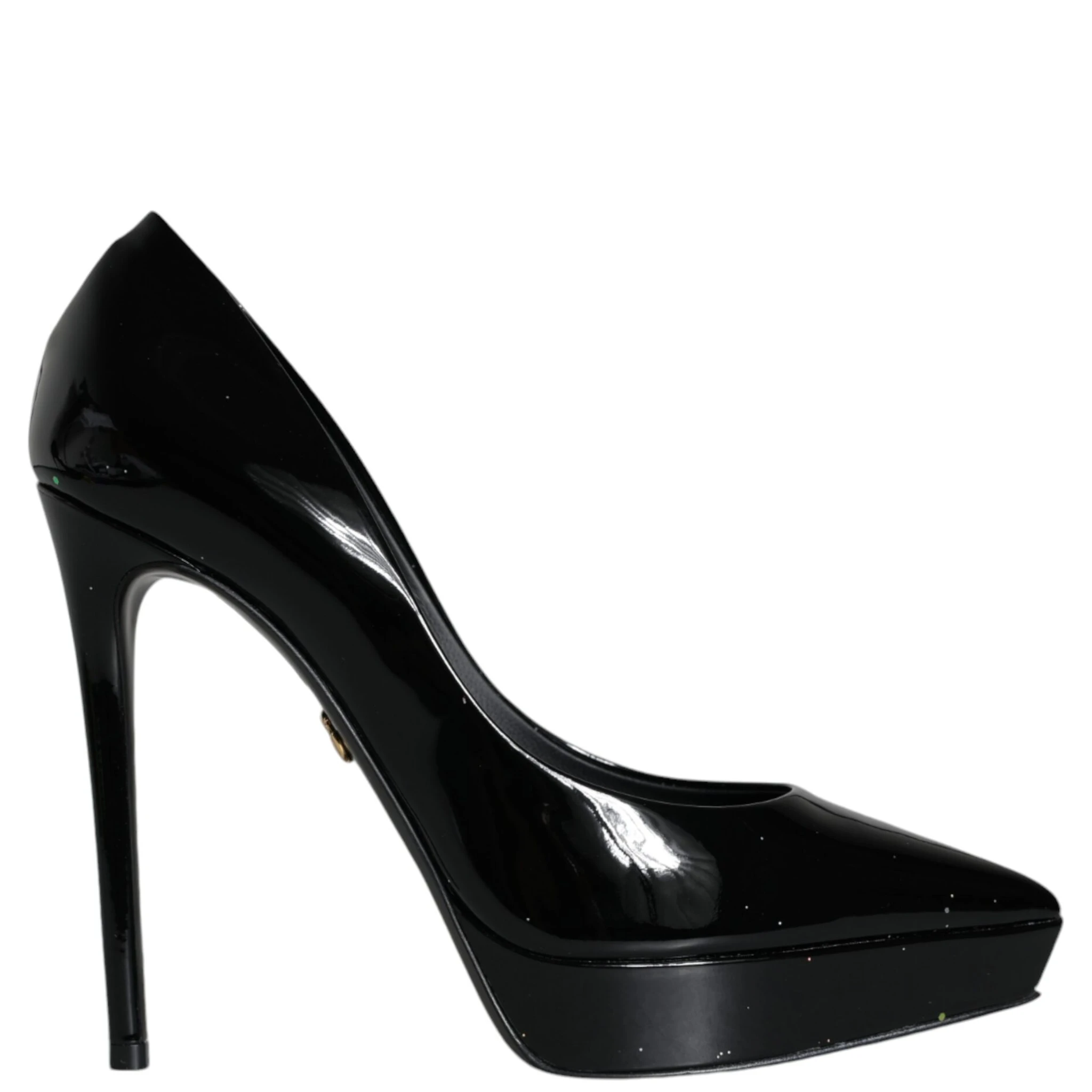 Black Leather Platform Heels Pumps Shoes