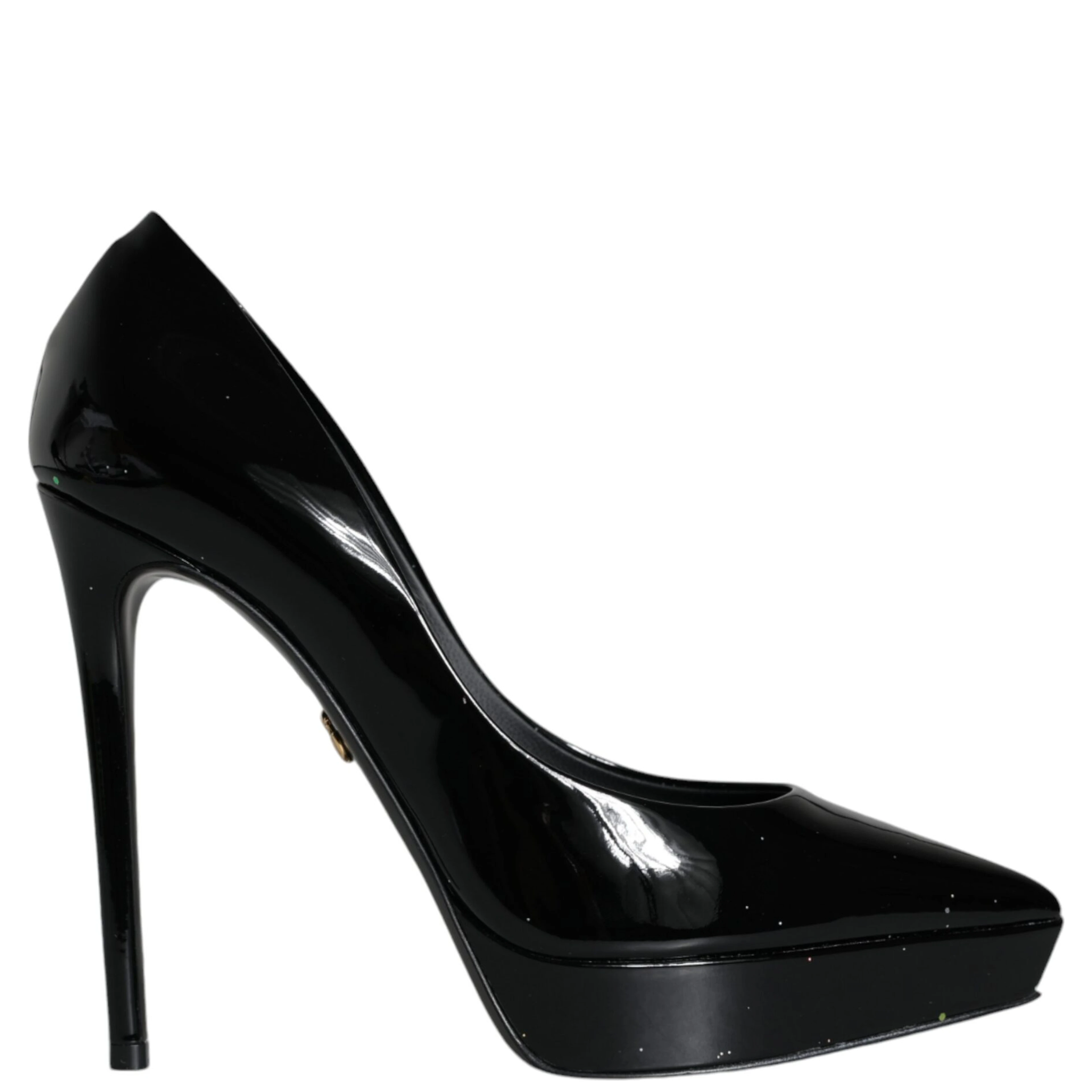 Black Leather Platform Heels Pumps Shoes