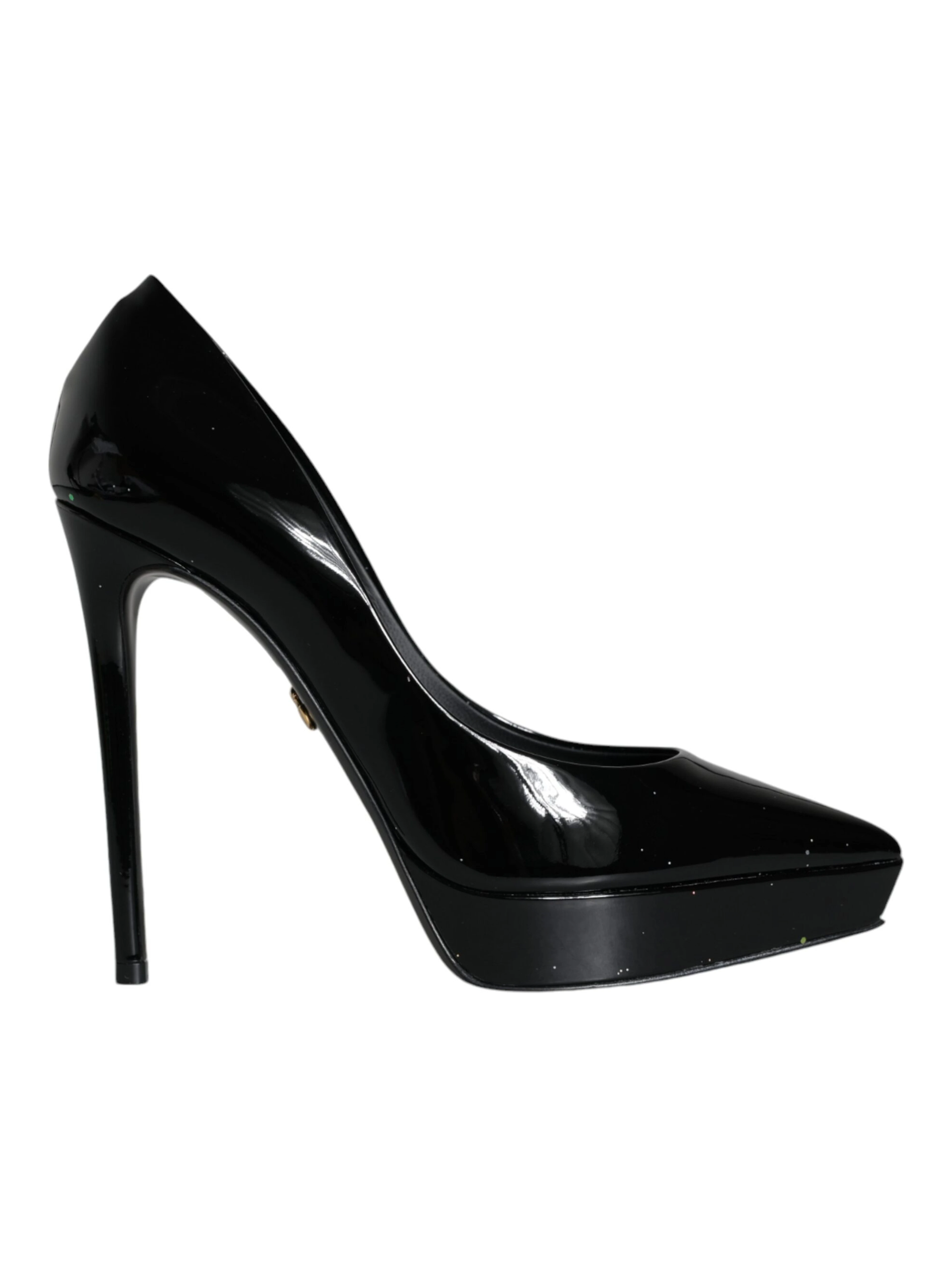 Black Leather Platform Heels Pumps Shoes