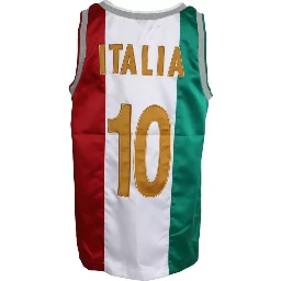 White Green Sleeveless Top Italian Flag Basket T-shirt