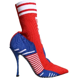 Red Blue Stretch Sock Style Ankle Boots Logo Shoes