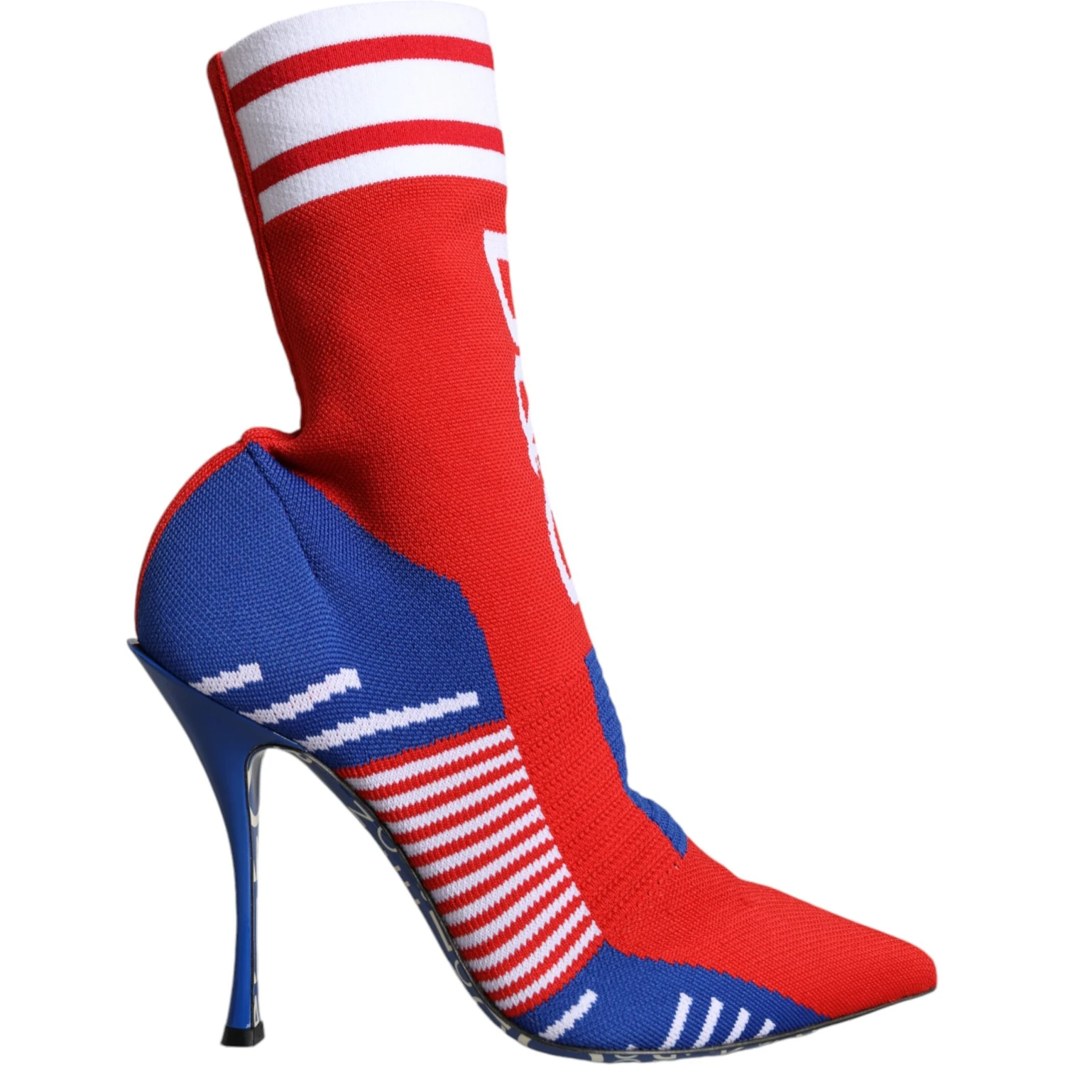 Red Blue Stretch Sock Style Ankle Boots Logo Shoes