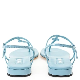 Blue Patent Leather Flip-Flop Sandals