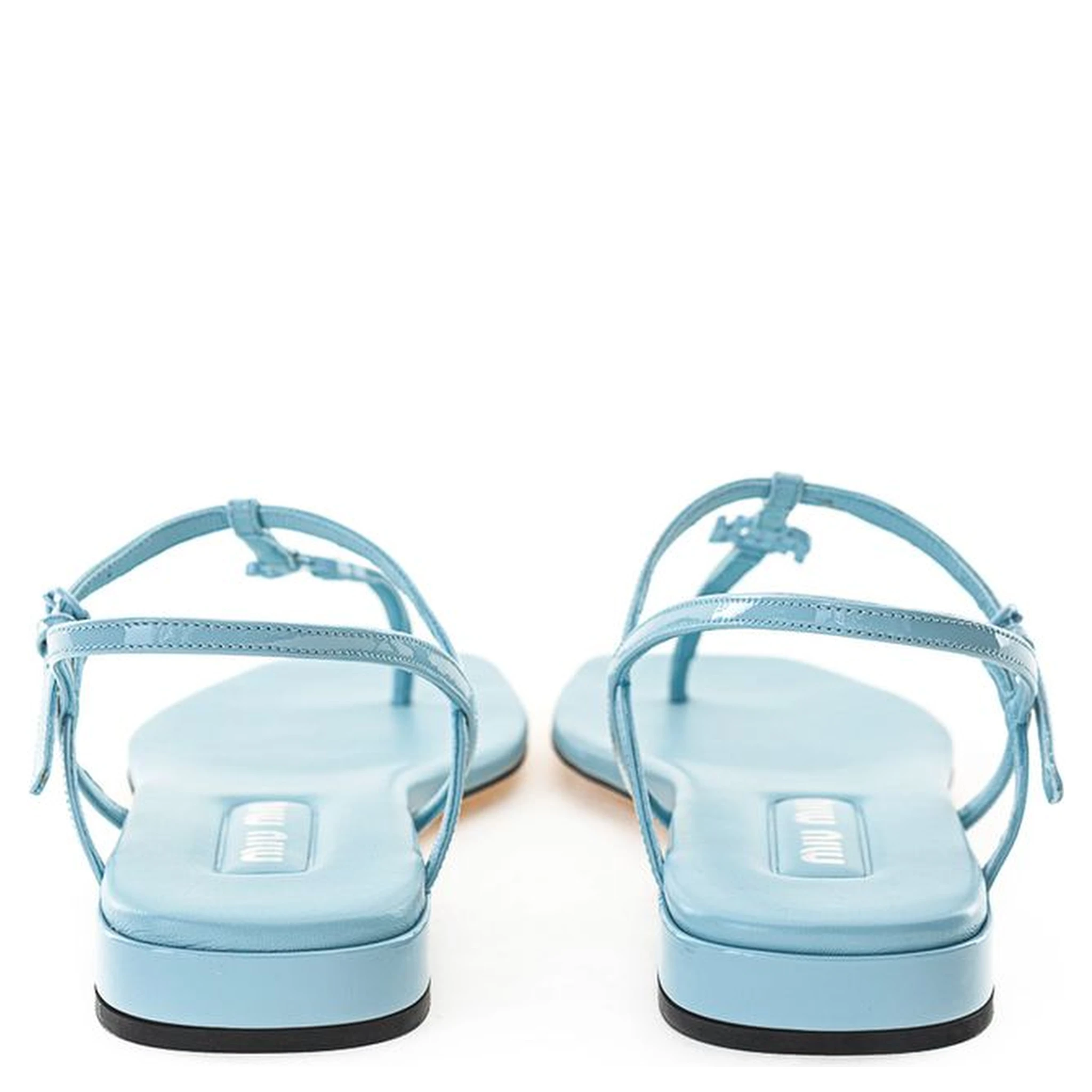 Blue Patent Leather Flip-Flop Sandals