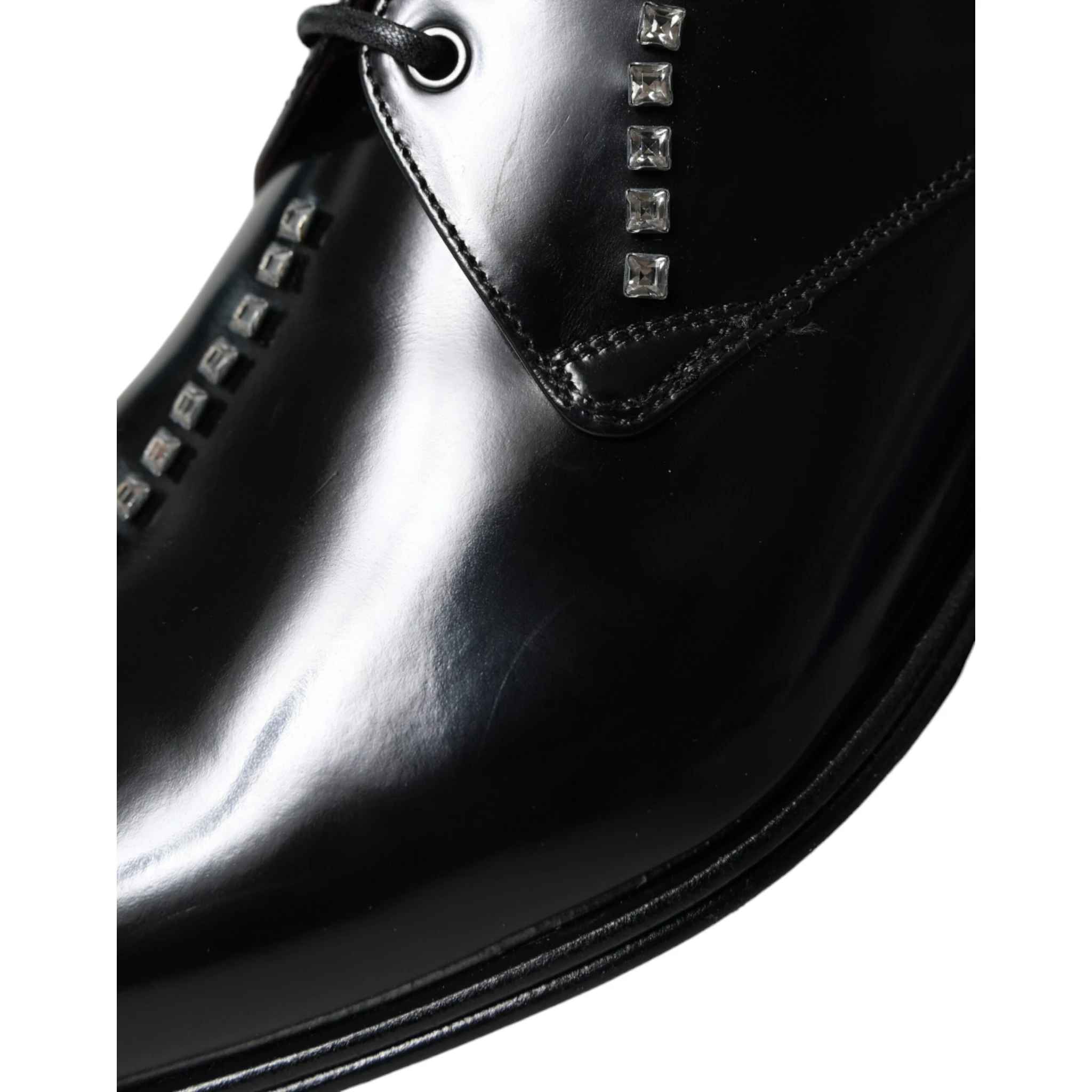 Black Leather Crystal Dress Formal Shoes