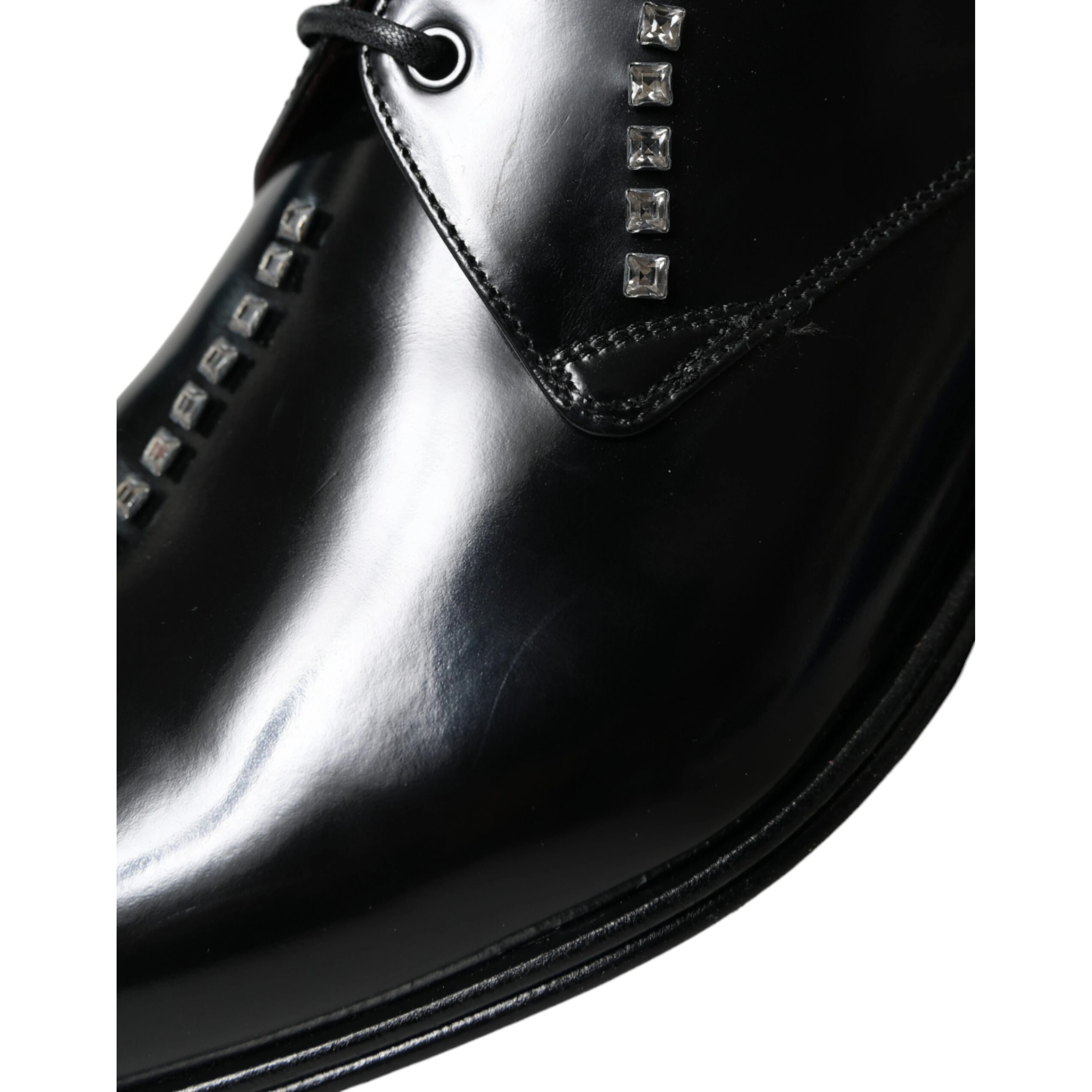 Black Leather Crystal Dress Formal Shoes