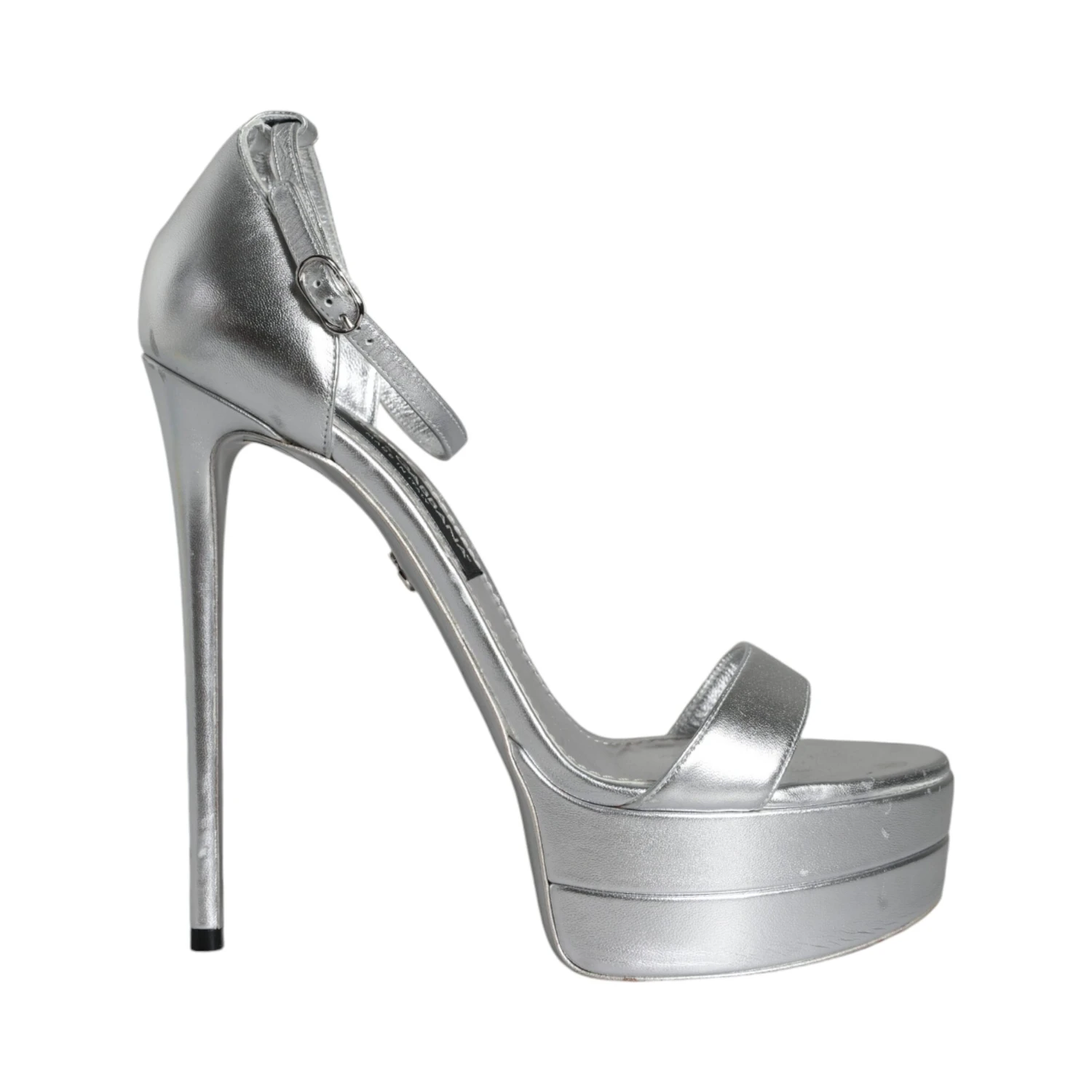 Silver KEIRA Heels Ankle Strap Sandals Shoes