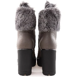 Beige Eco Leather Lace-Up Boots