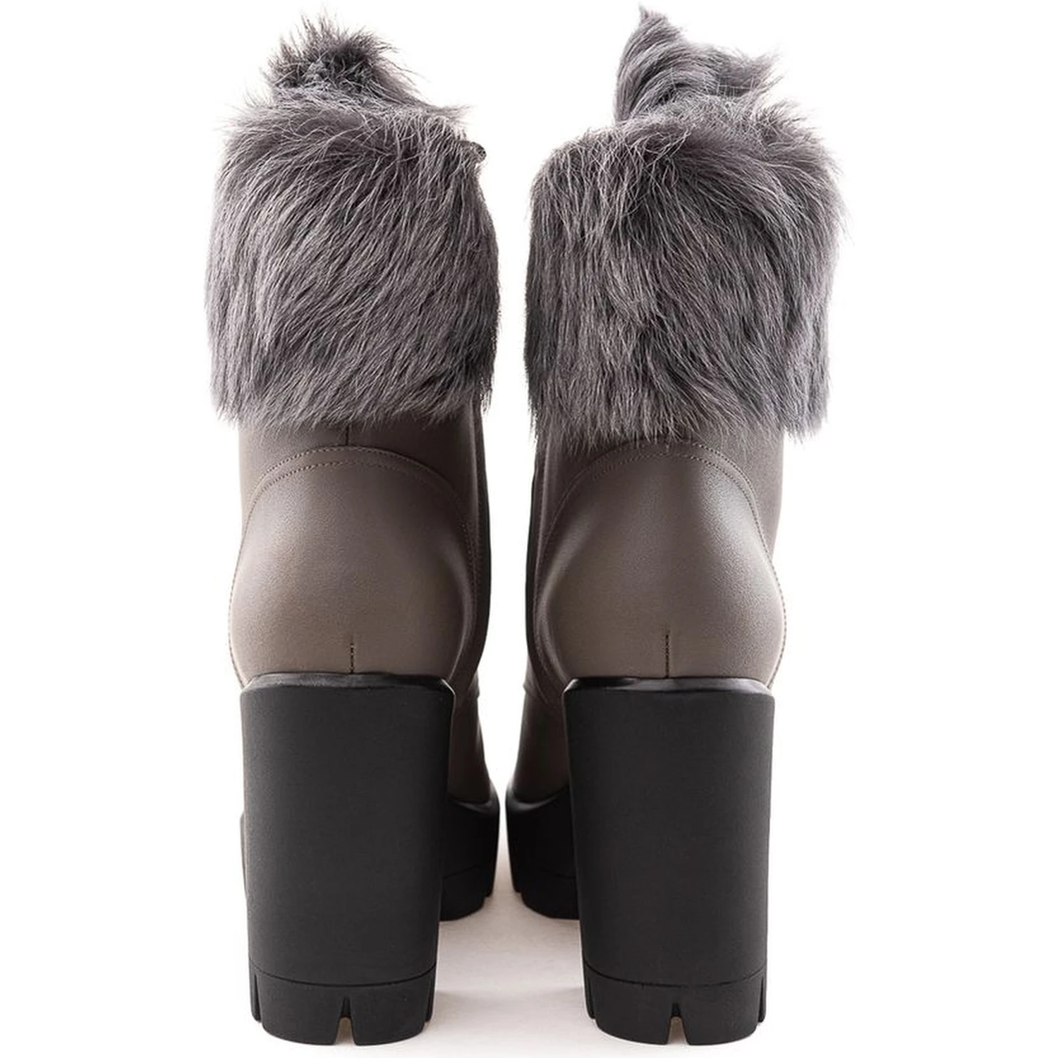 Beige Eco Leather Lace-Up Boots