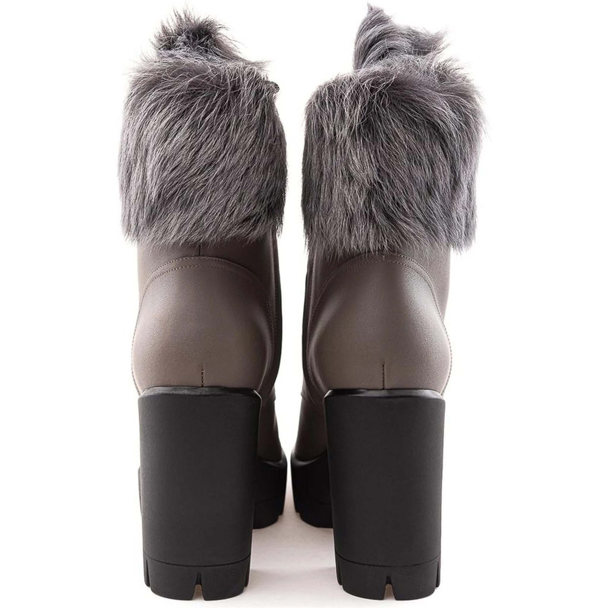 Beige Eco Leather Lace-Up Boots