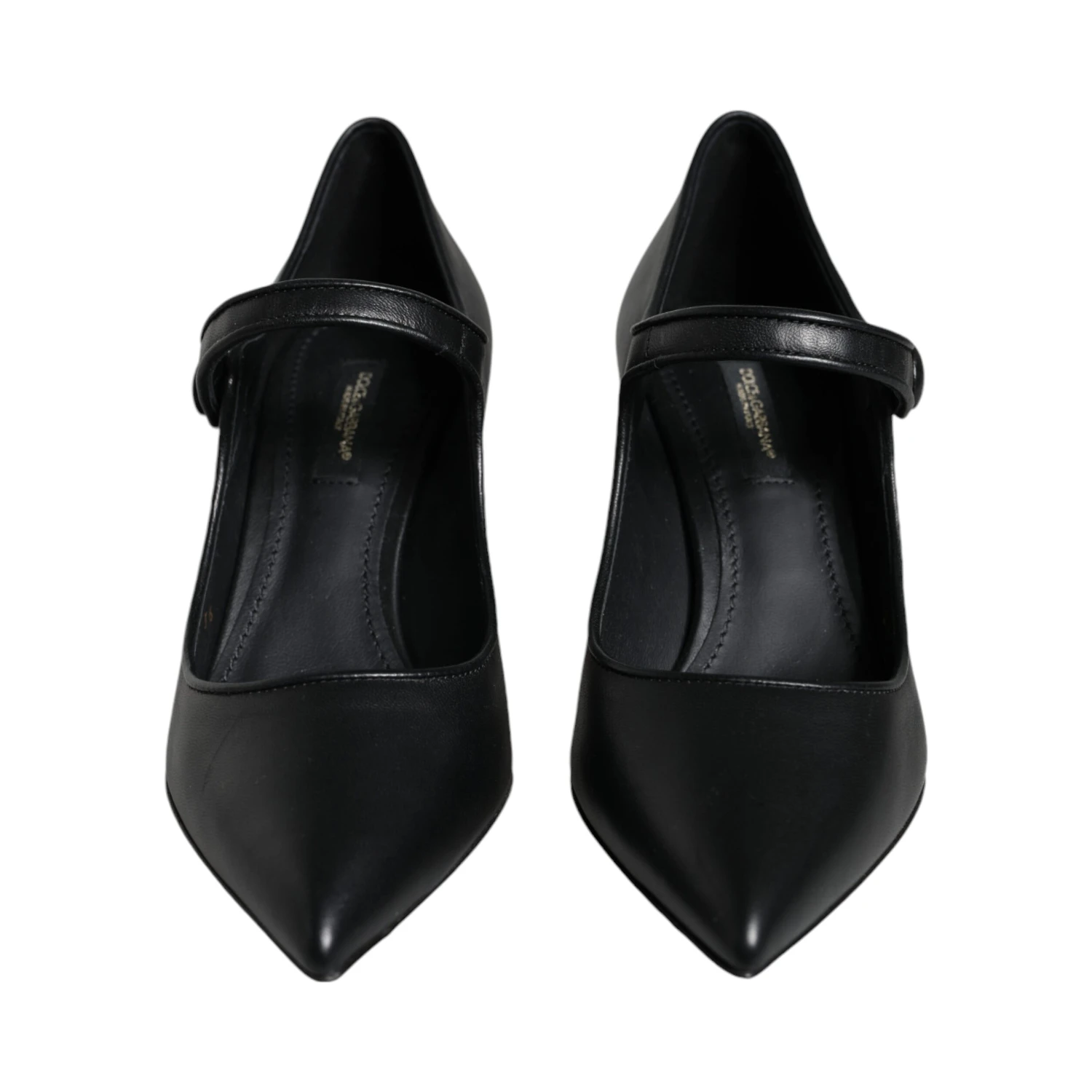 Black Leather Logo Heels Mary Janes Pumps Shoes