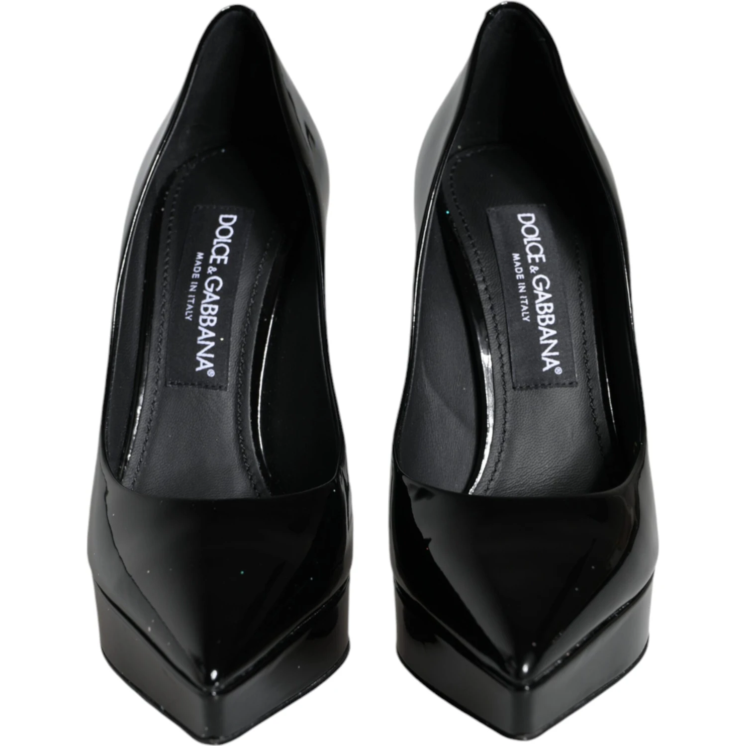 Black Leather Platform Heels Pumps Shoes
