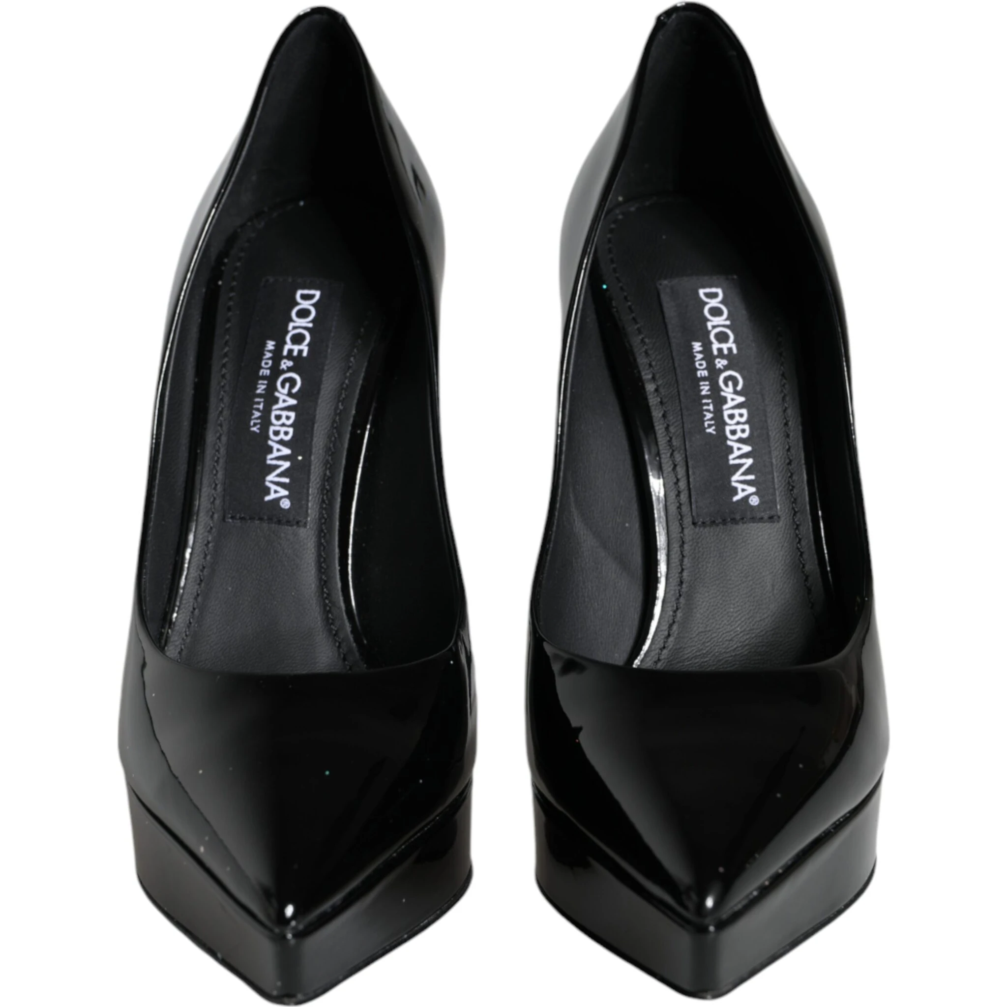 Black Leather Platform Heels Pumps Shoes