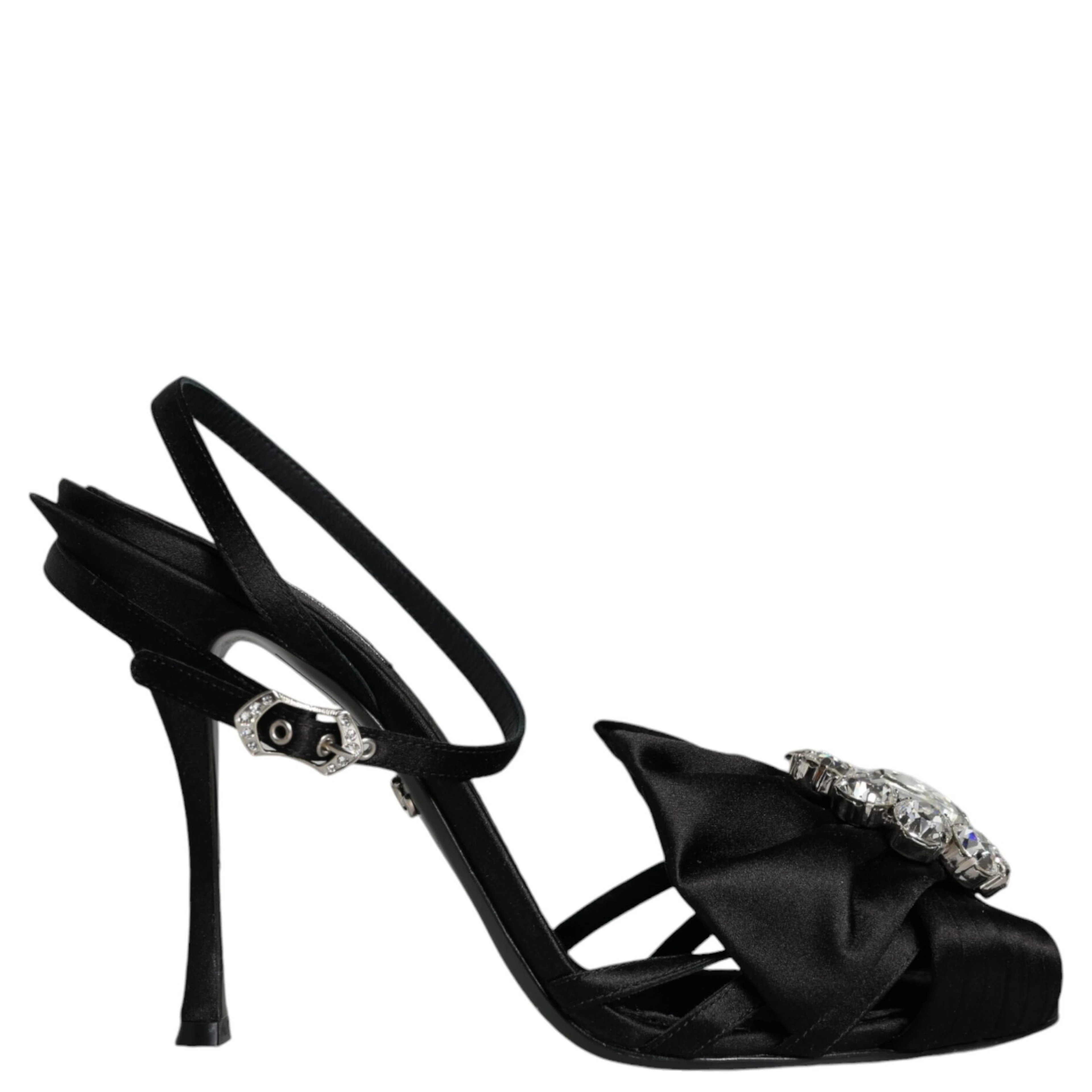 Black Crystal Ankle Strap Sandals Shoes