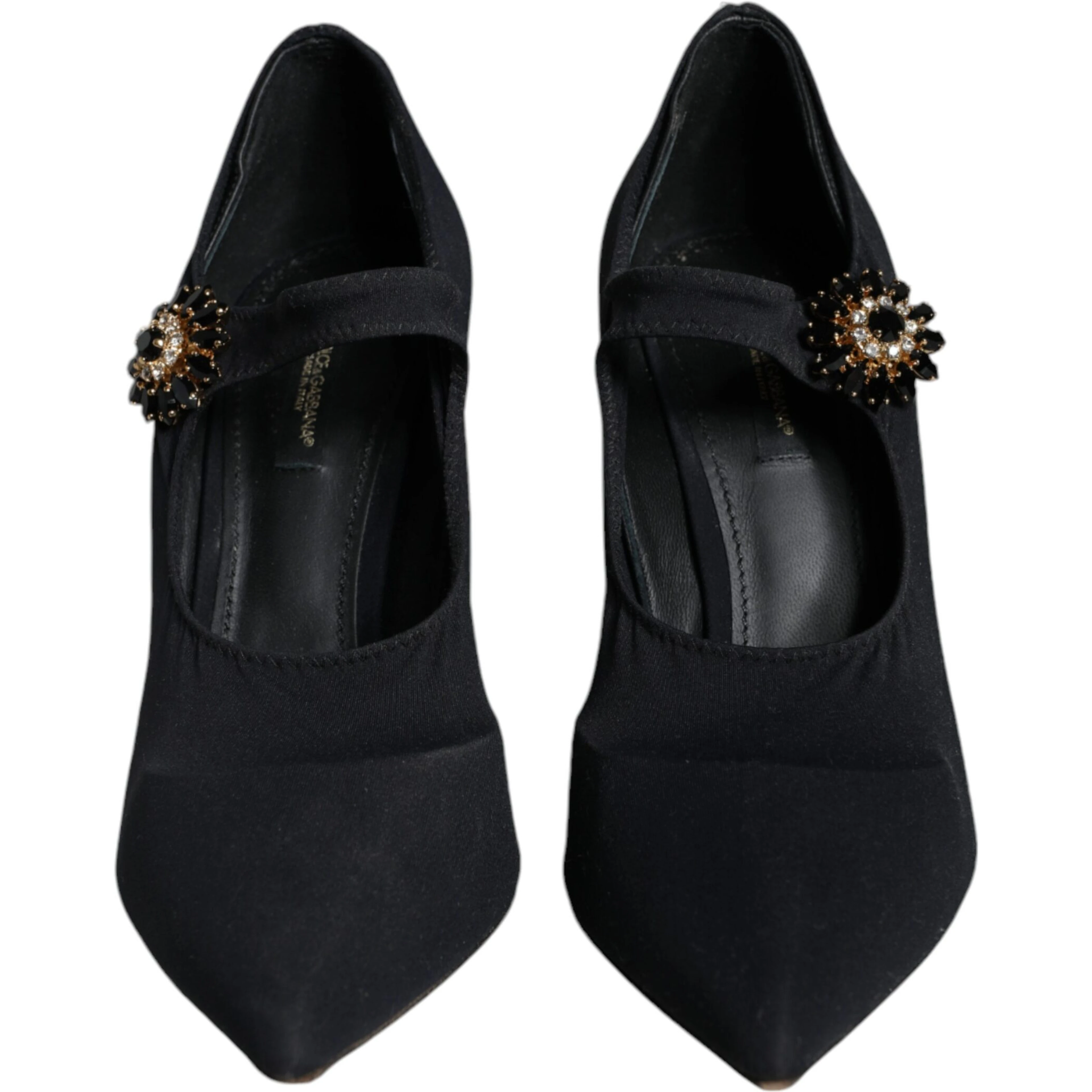 Black Mary Jane Jersey Crystal Pumps Shoes