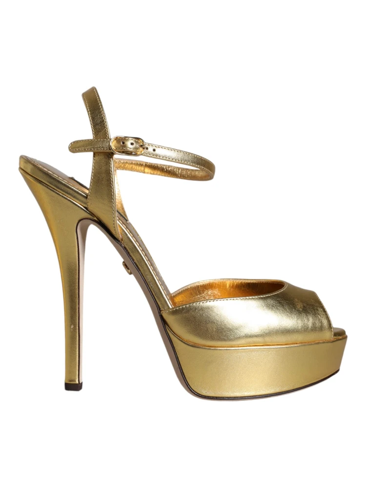 Gold Bette Leather Heels Sandals Shoes