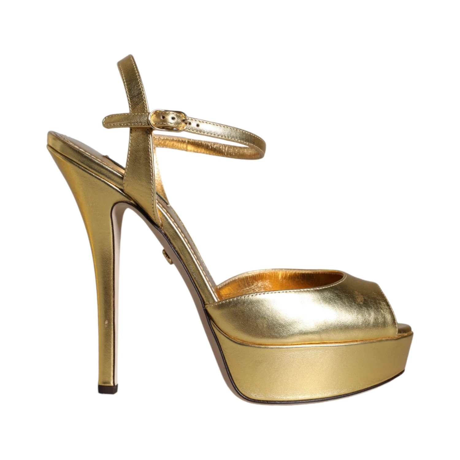 Gold Bette Leather Heels Sandals Shoes