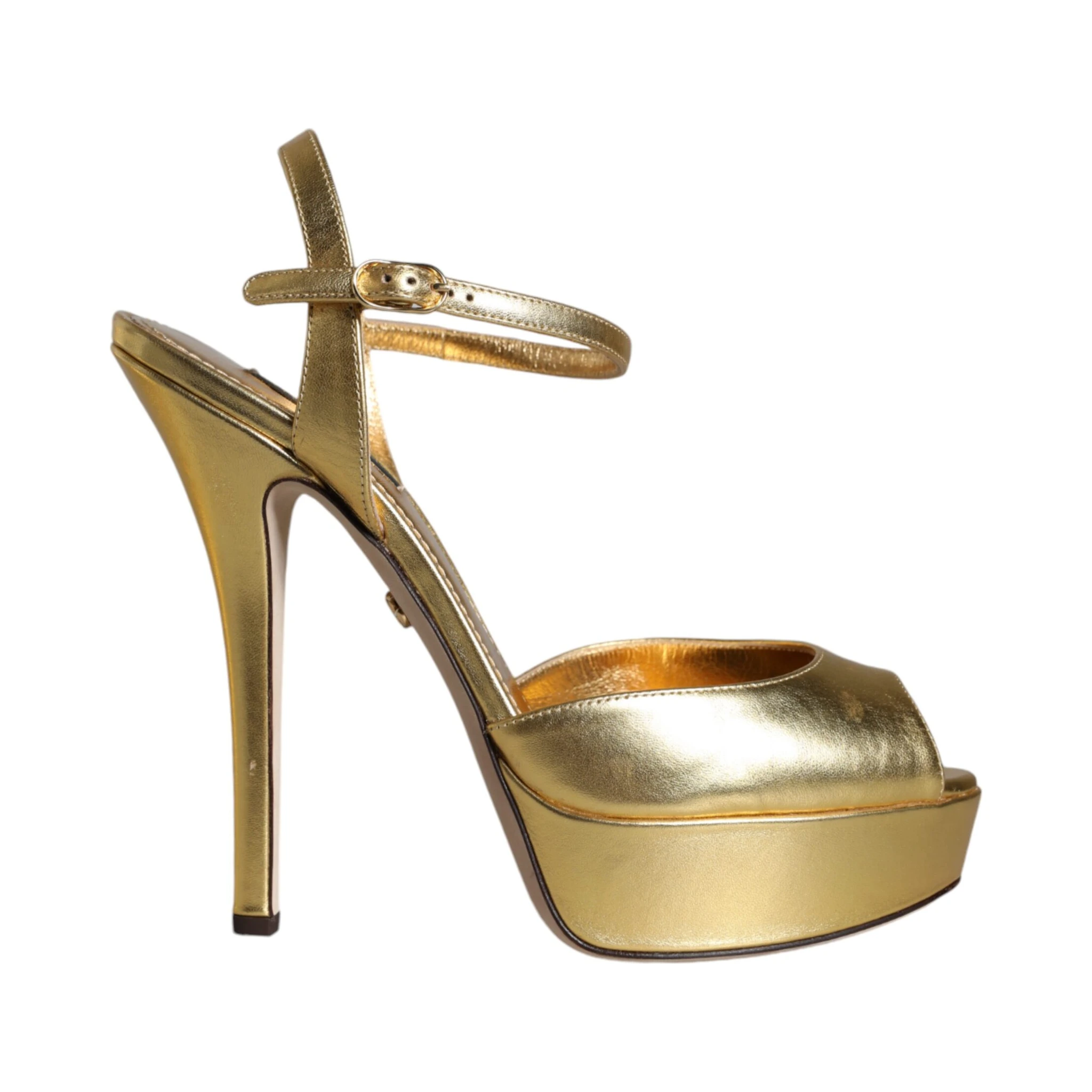 Gold Bette Leather Heels Sandals Shoes