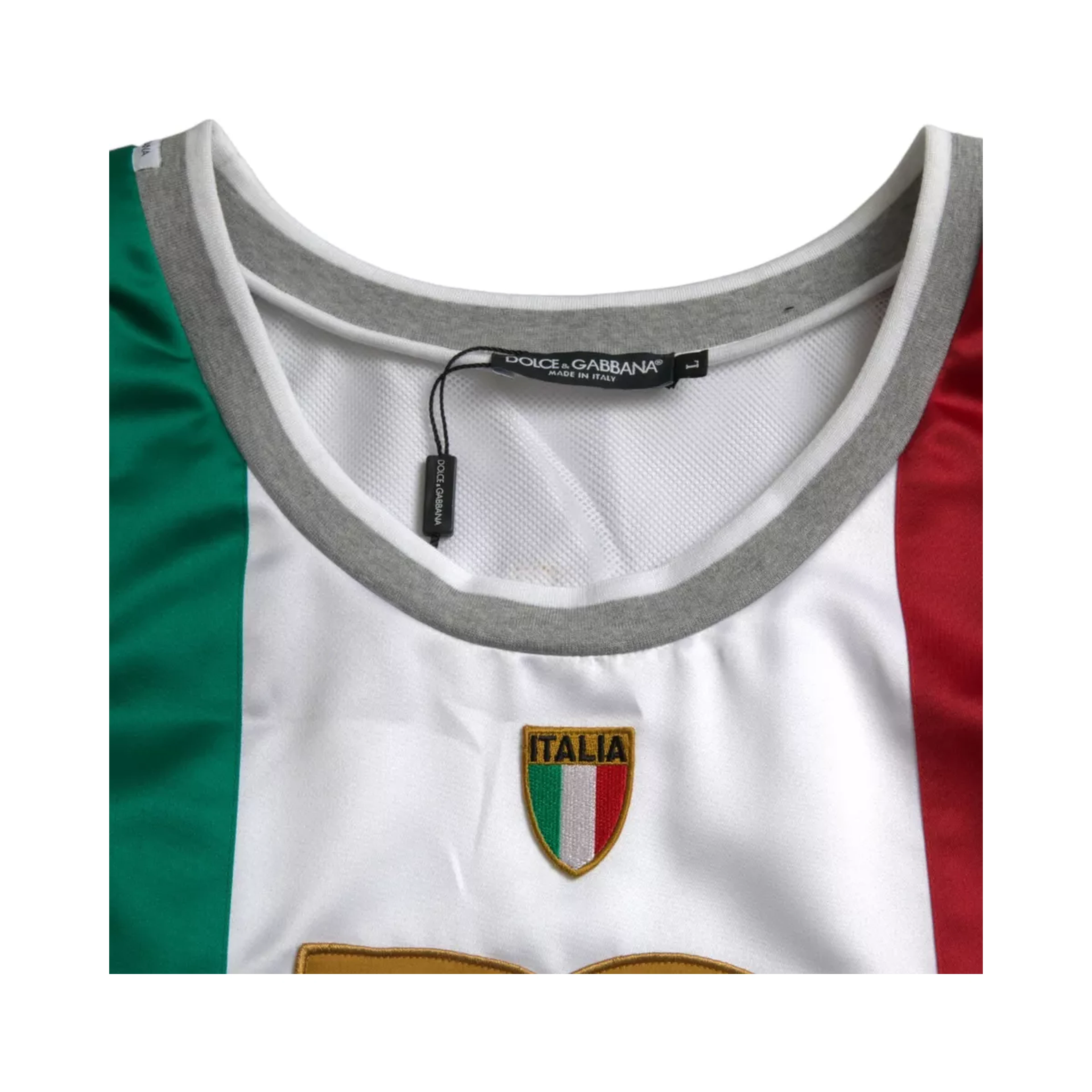 White Green Sleeveless Top Italian Flag Basket T-shirt