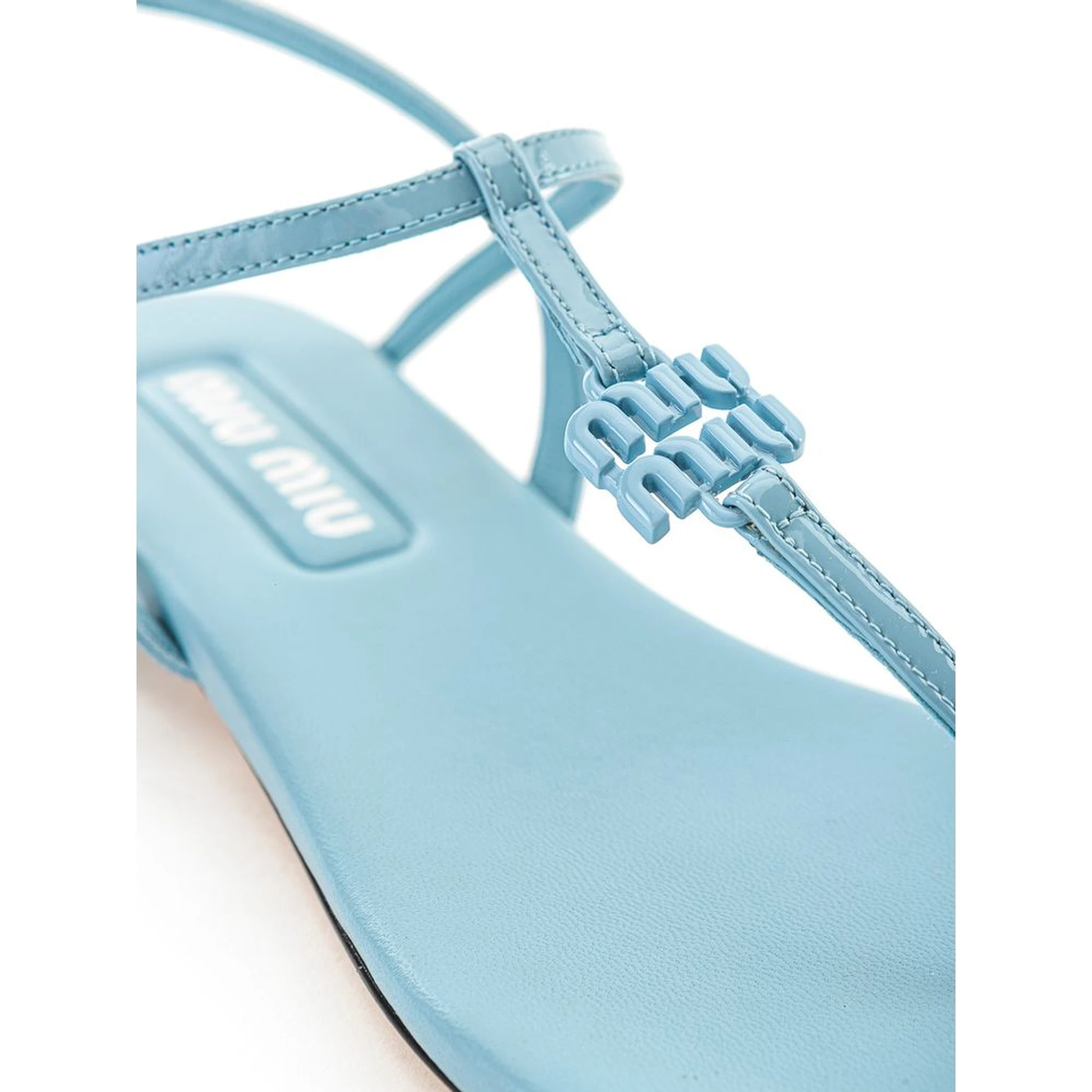 Blue Patent Leather Flip-Flop Sandals