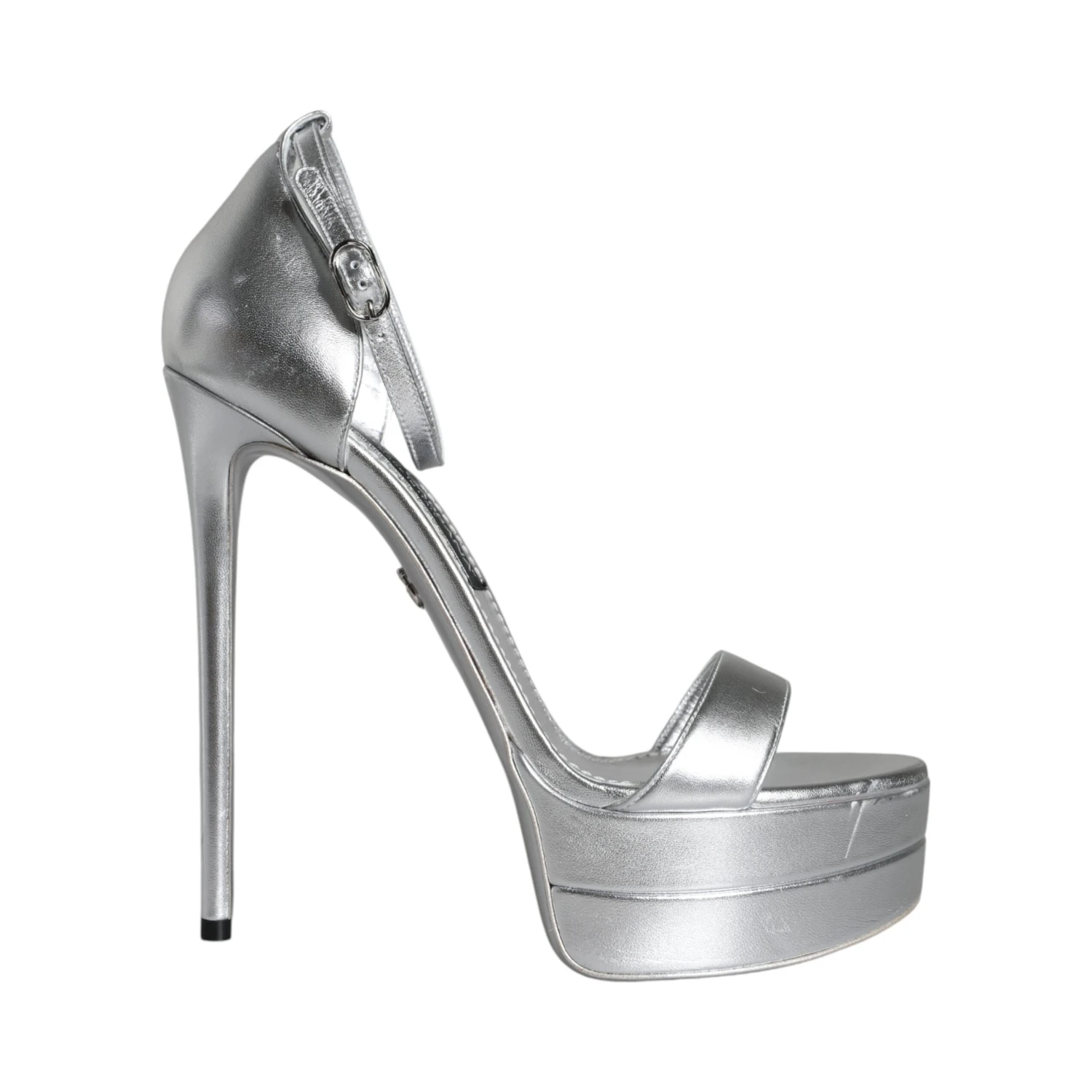 Silver Leather Platform Keira Sandals Shoes