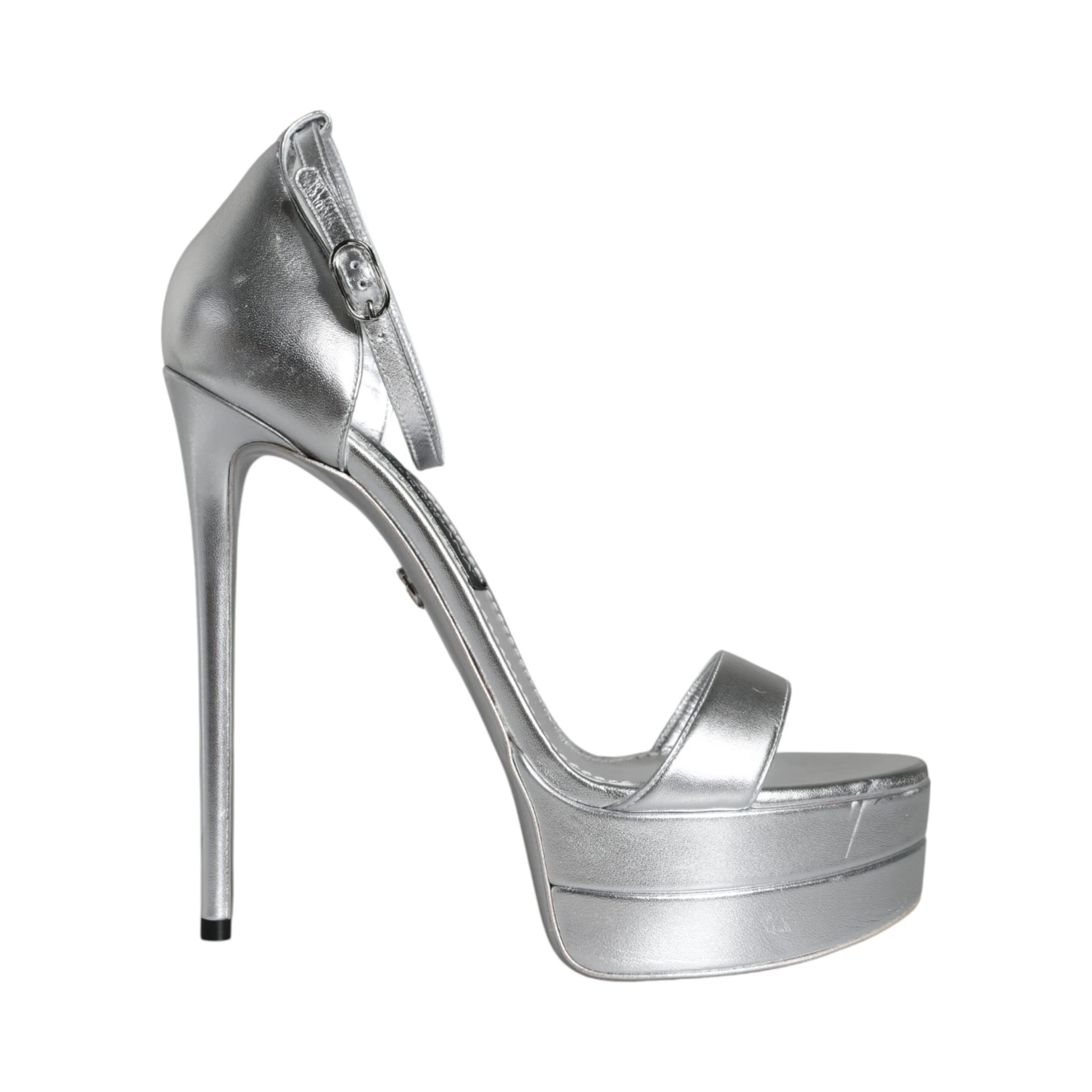 Silver Leather Platform Keira Sandals Shoes