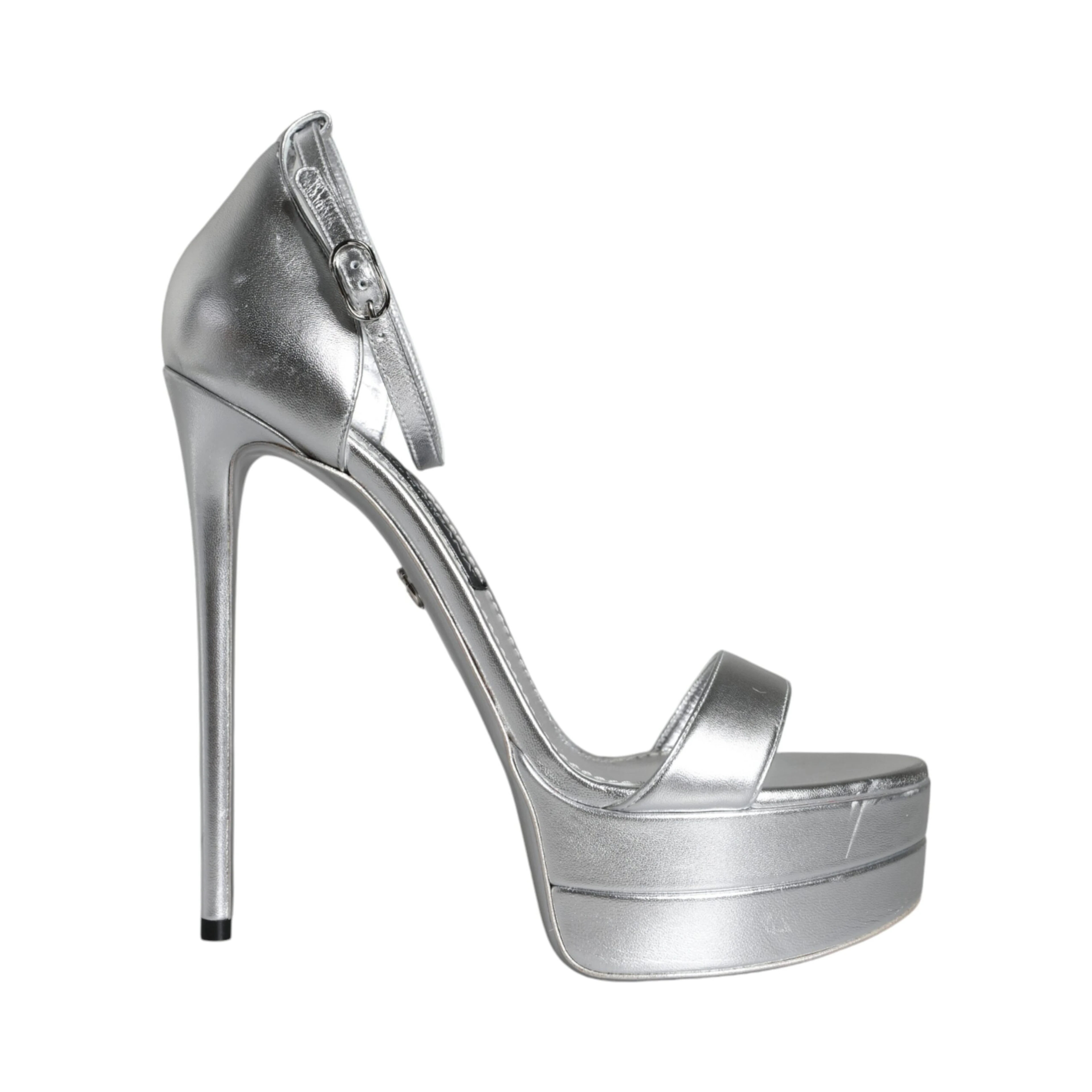 Silver Leather Platform Keira Sandals Shoes