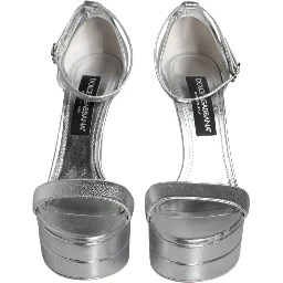 Silver KEIRA Heels Ankle Strap Sandals Shoes