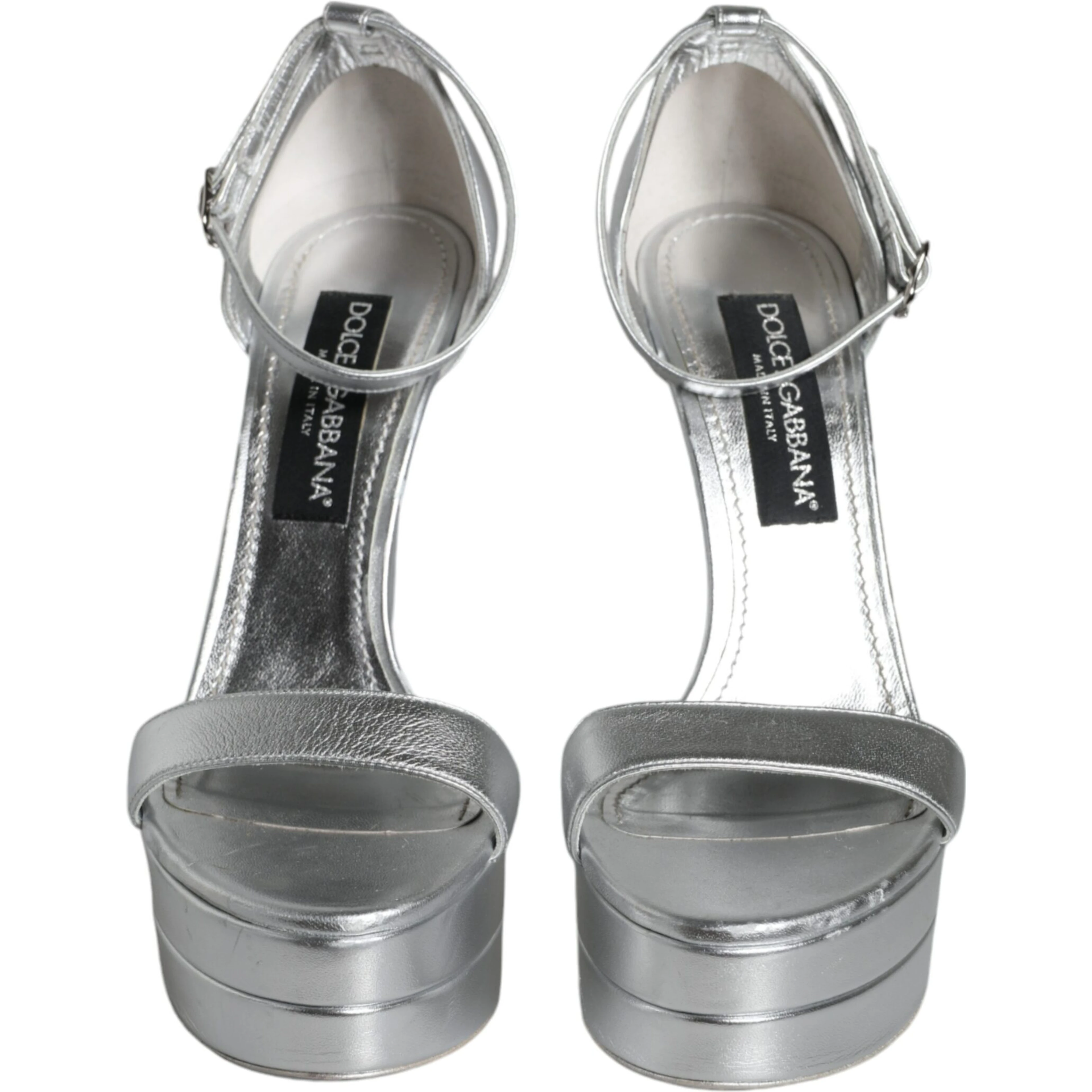 Silver KEIRA Heels Ankle Strap Sandals Shoes
