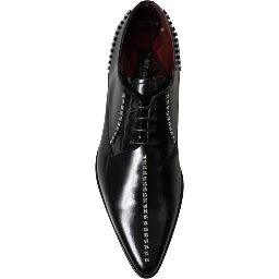 Black Leather Crystal Dress Formal Shoes
