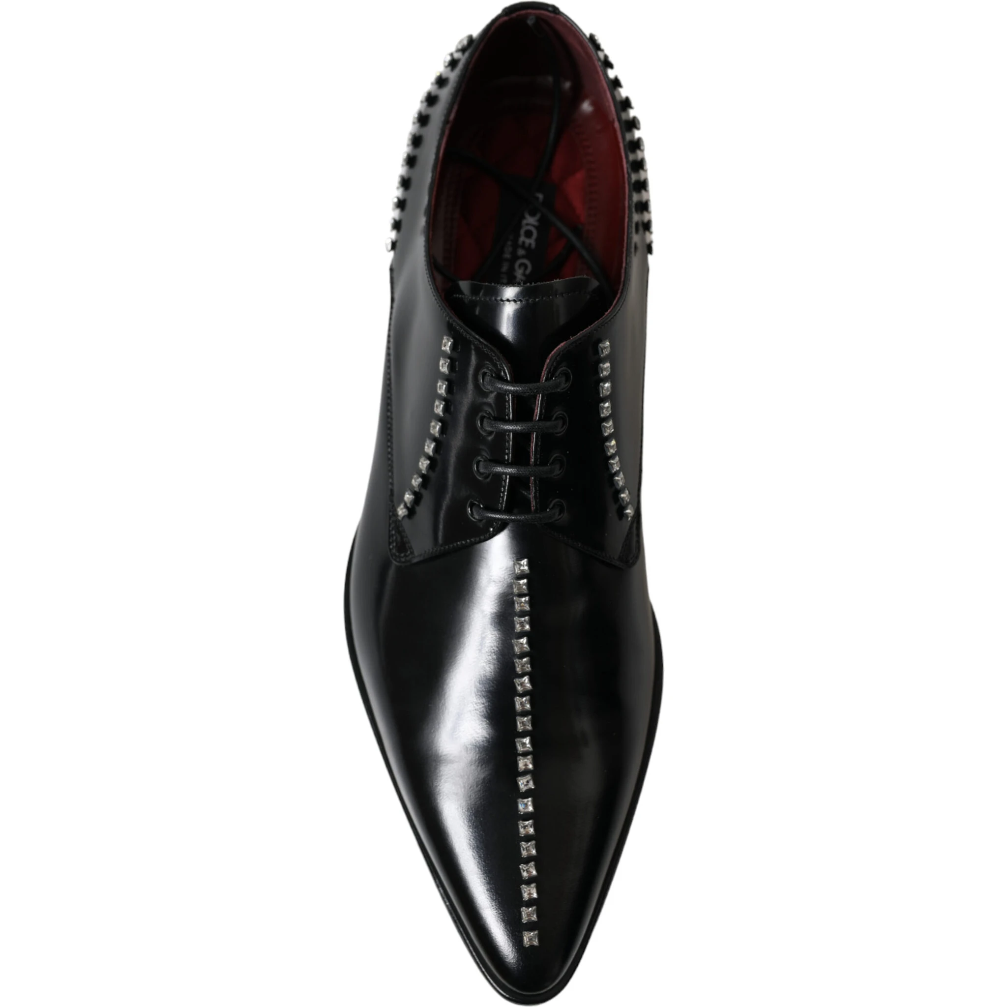Black Leather Crystal Dress Formal Shoes
