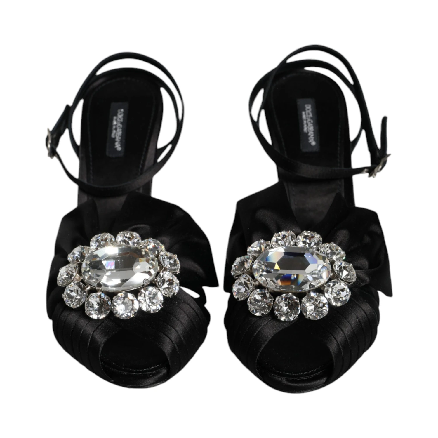 Black Crystal Ankle Strap Sandals Shoes