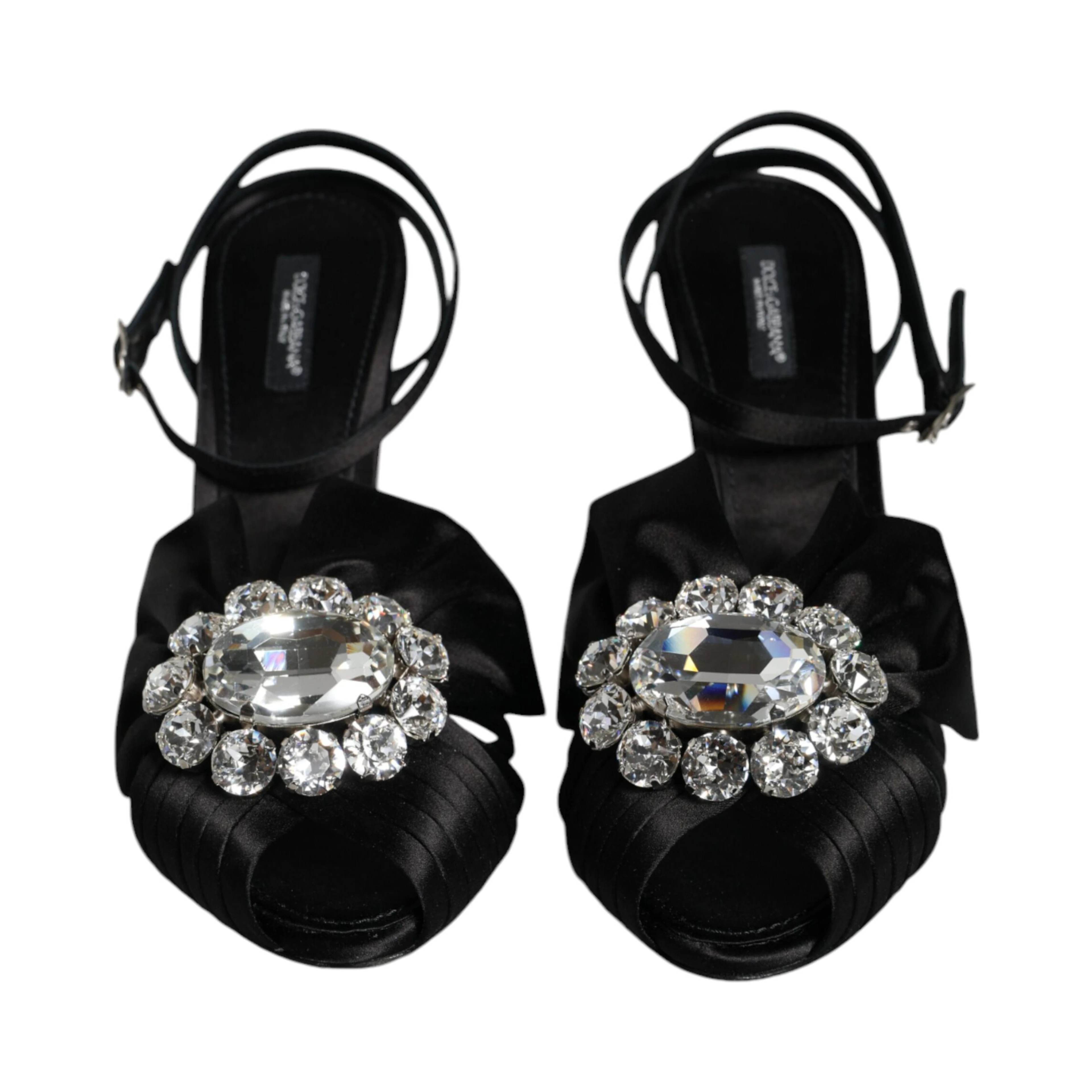 Black Crystal Ankle Strap Sandals Shoes