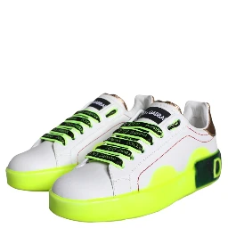 White Leather Portofino Low Top Sneakers Shoes