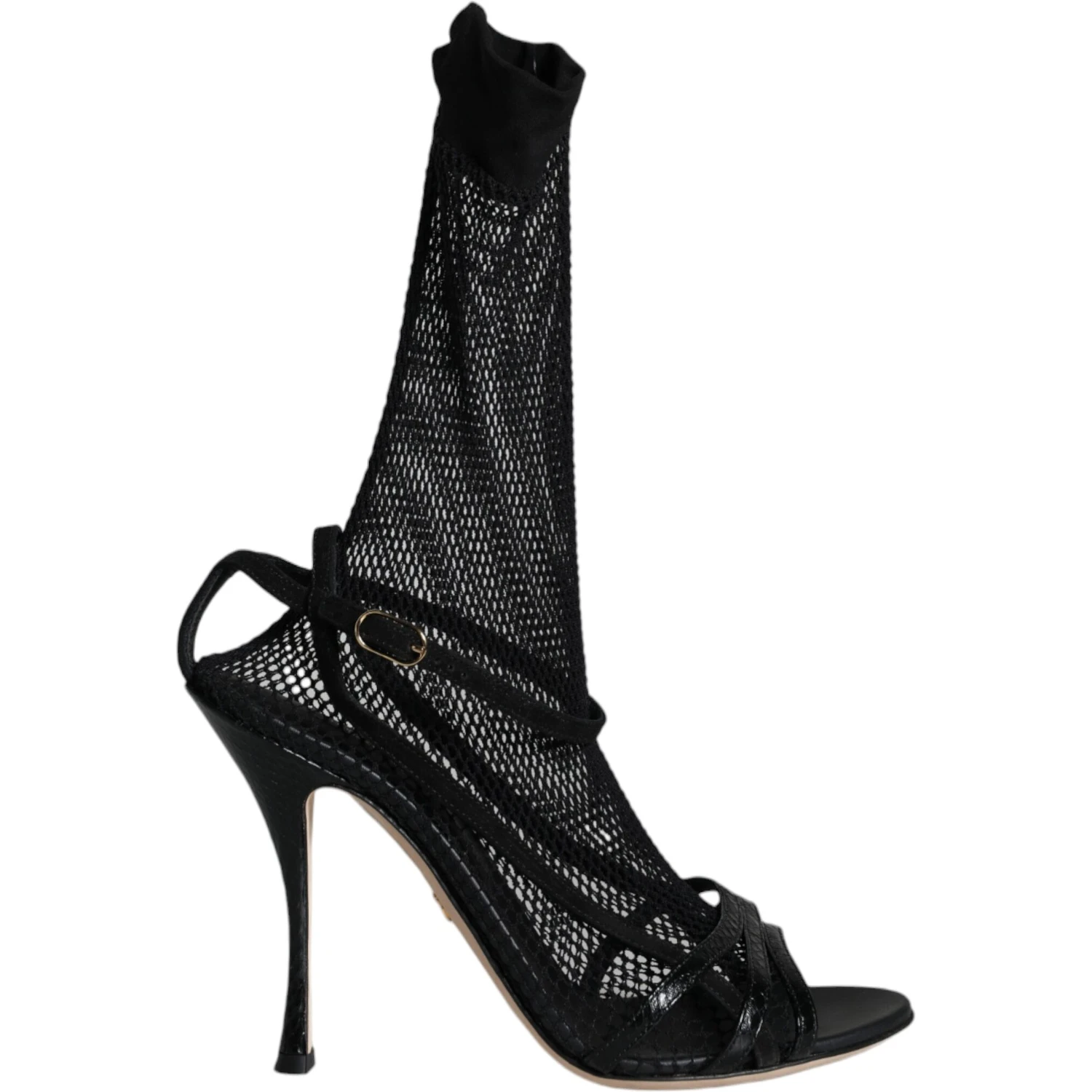 Black Mesh Stiletto Heels Sandals Shoes