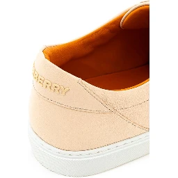 Pink Leather Low Top Sneakers
