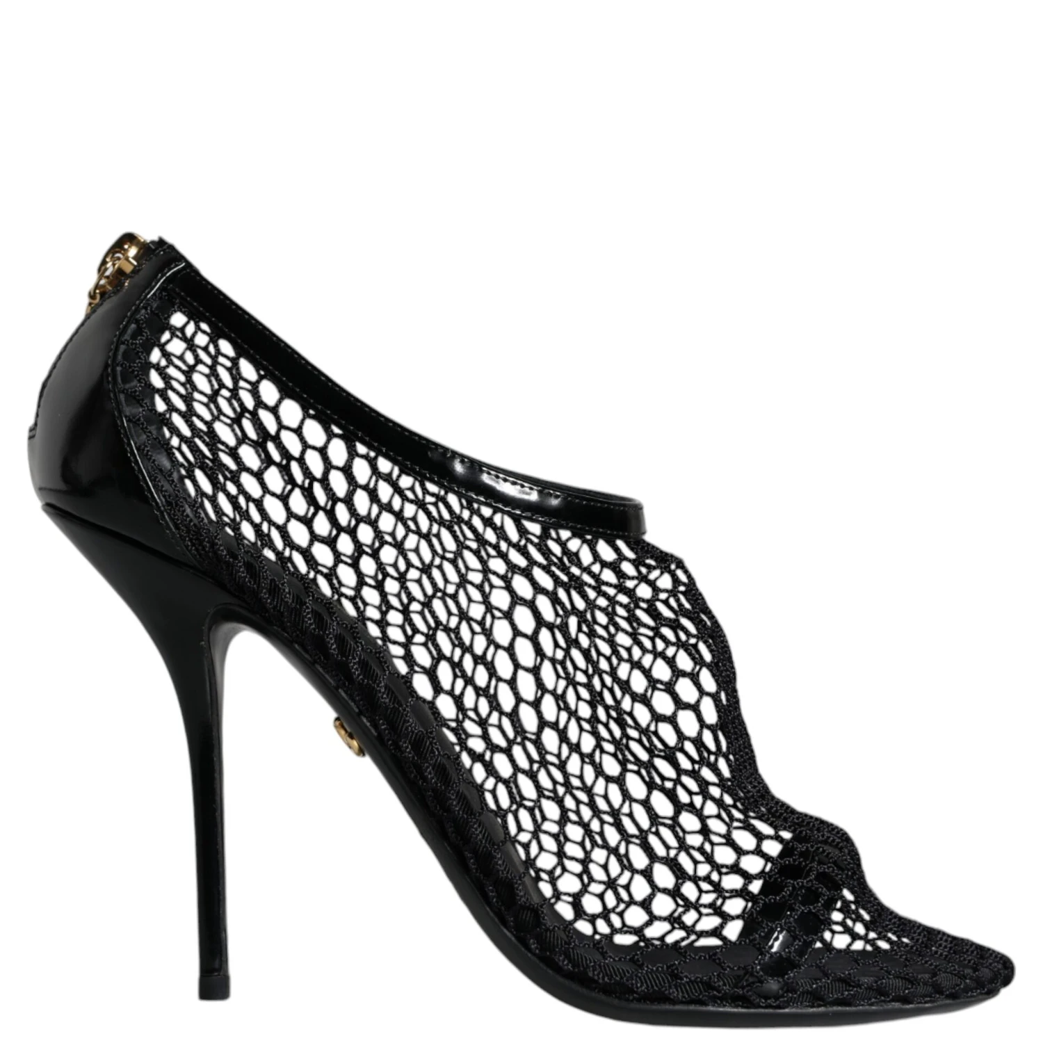 Black Mesh Leather Heels Keira Sandals Shoes