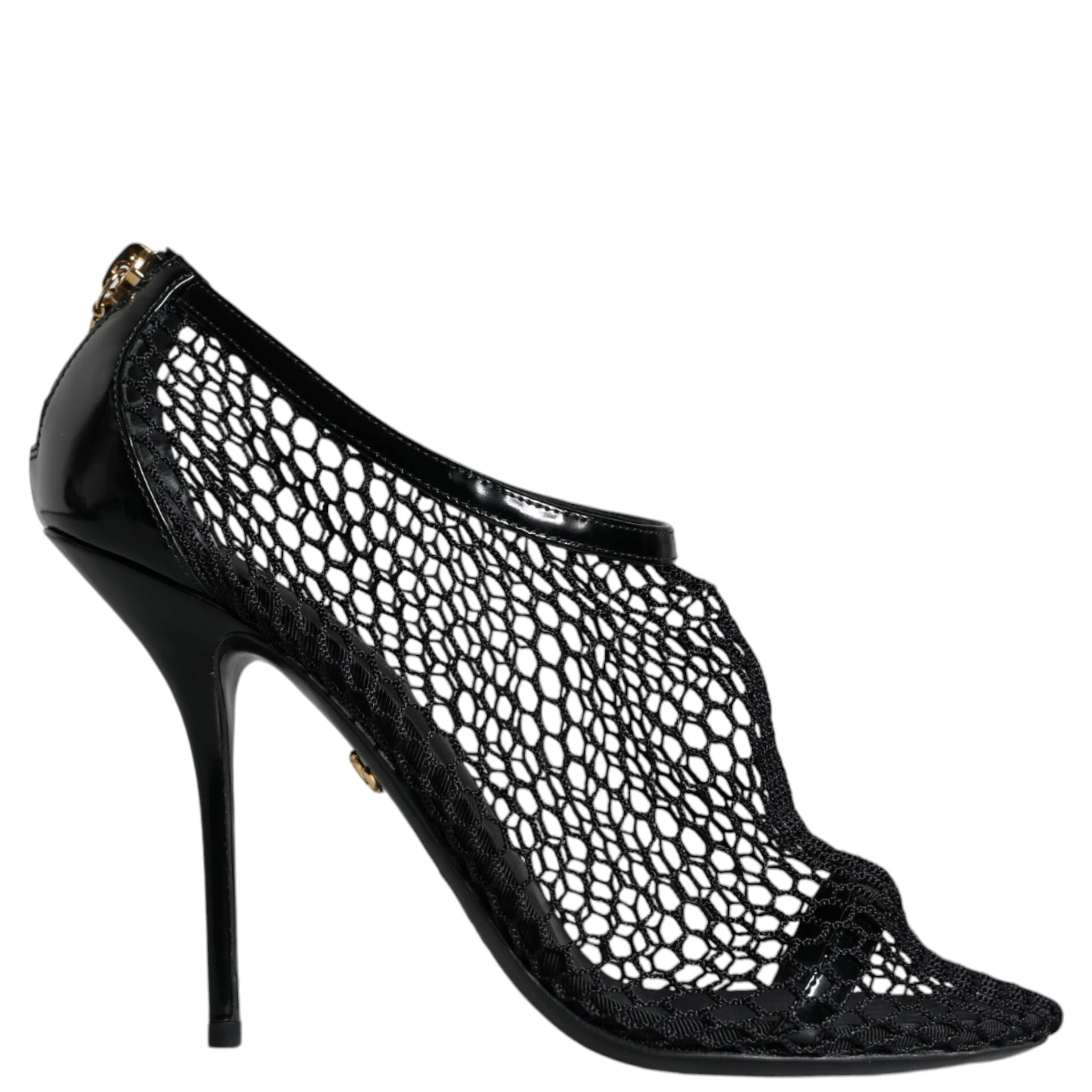 Black Mesh Leather Heels Keira Sandals Shoes