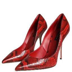 Red Leather Stiletto High Heels Pumps Shoes