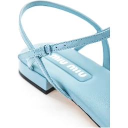 Blue Patent Leather Flip-Flop Sandals